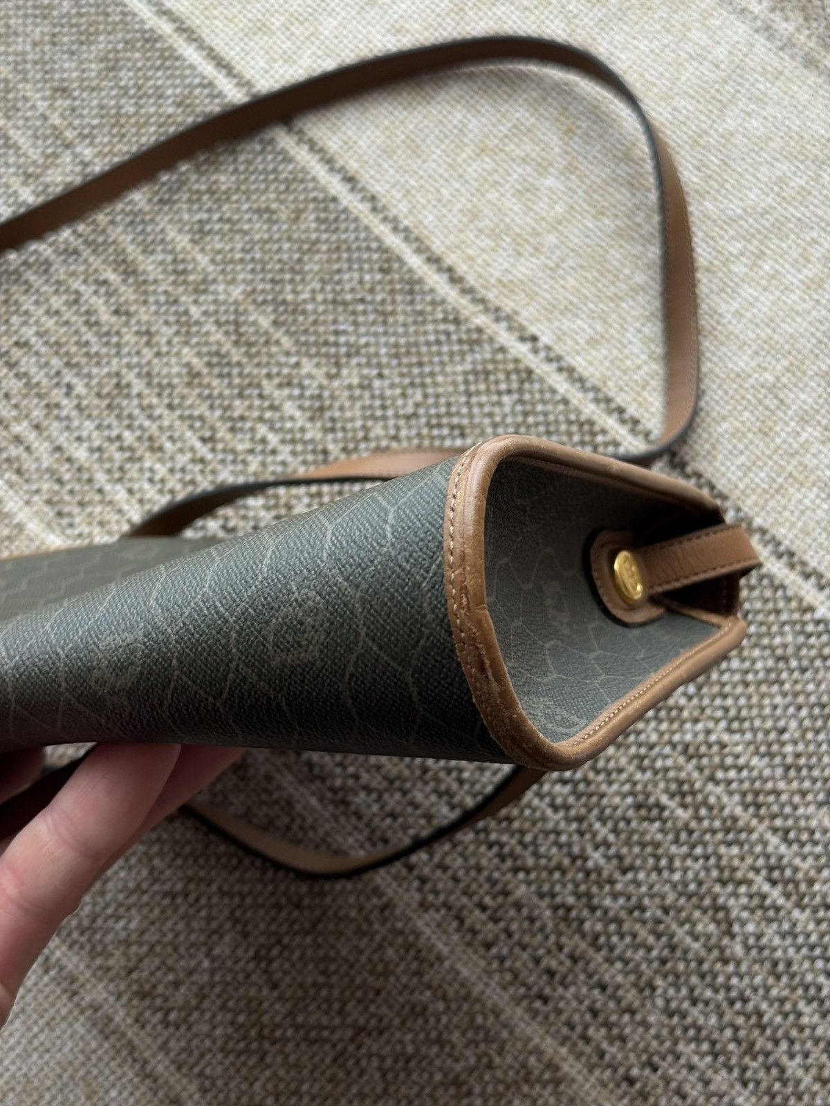 Dior Christian Dior Vintage Khaki Honeycomb Canvas Leather Bag Size ONE SIZE - 18 Thumbnail