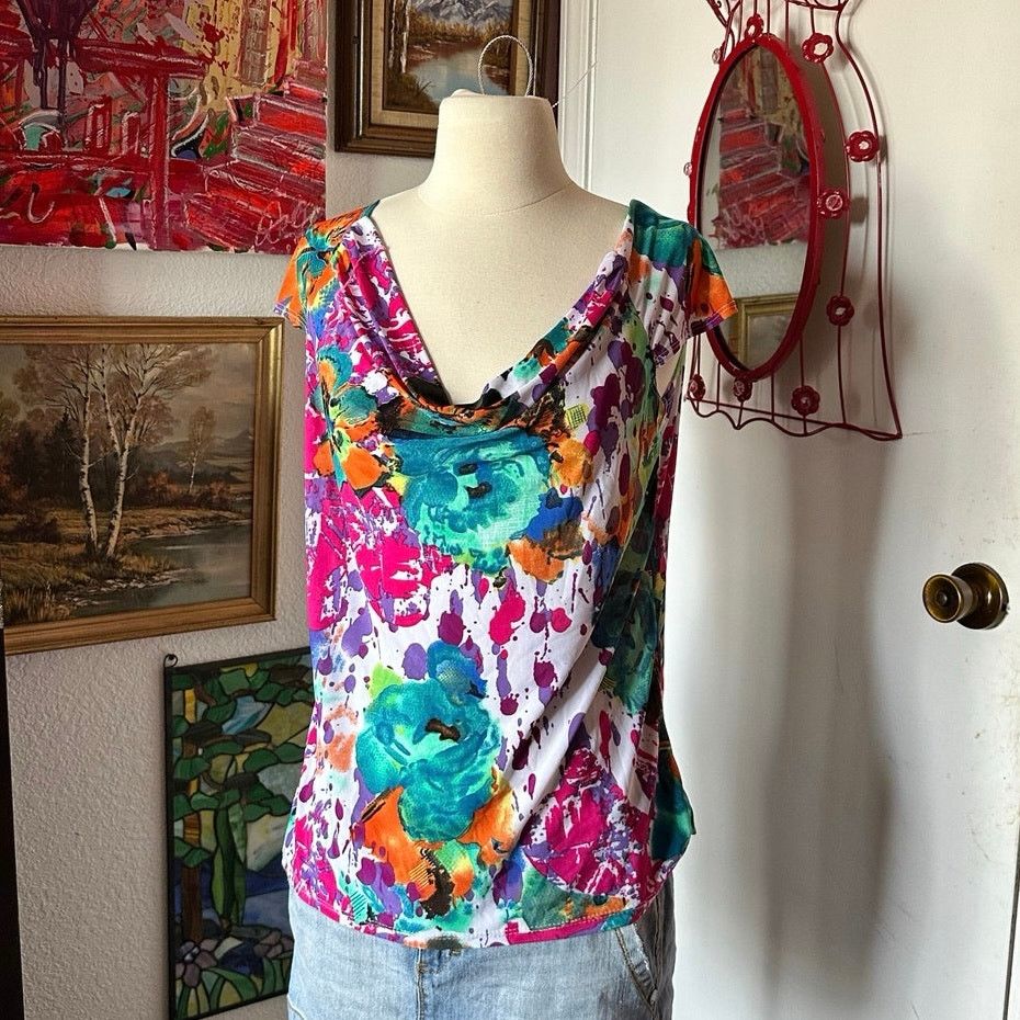Other project multicolor paint splattered short sleeve blouse Size XL / US 12-14 / IT 48-50 - 1 Thumbnail