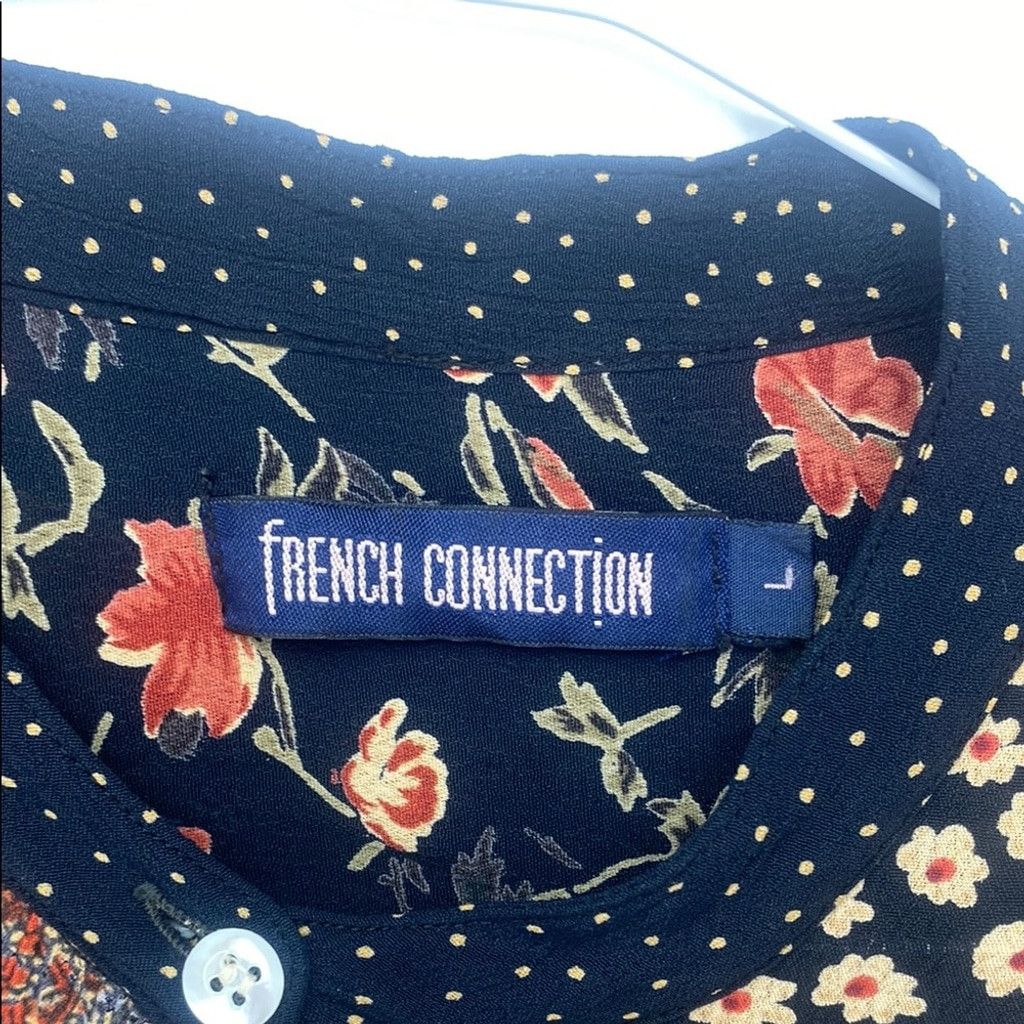 French Connection FRENCH CONNECTION Patchwork Dot Button-Up Shirt Blouse sz L Size L / US 10 / IT 46 - 8 Thumbnail