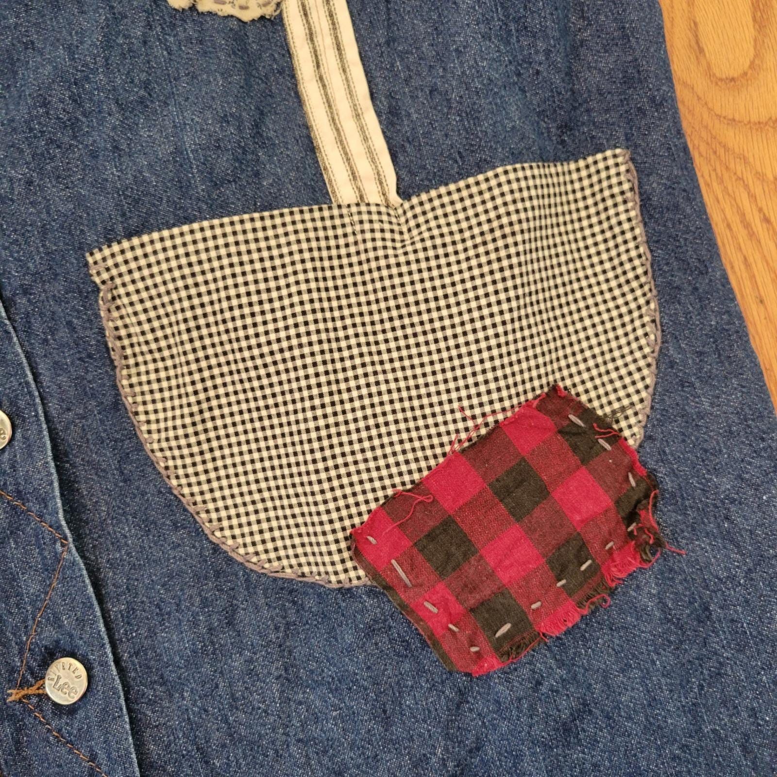 Lee Lee Denim Jumper Dress Overalls Cottagecore Patchwork 2X Size XXL / US 16-18 / IT 52-54 - 5 Thumbnail