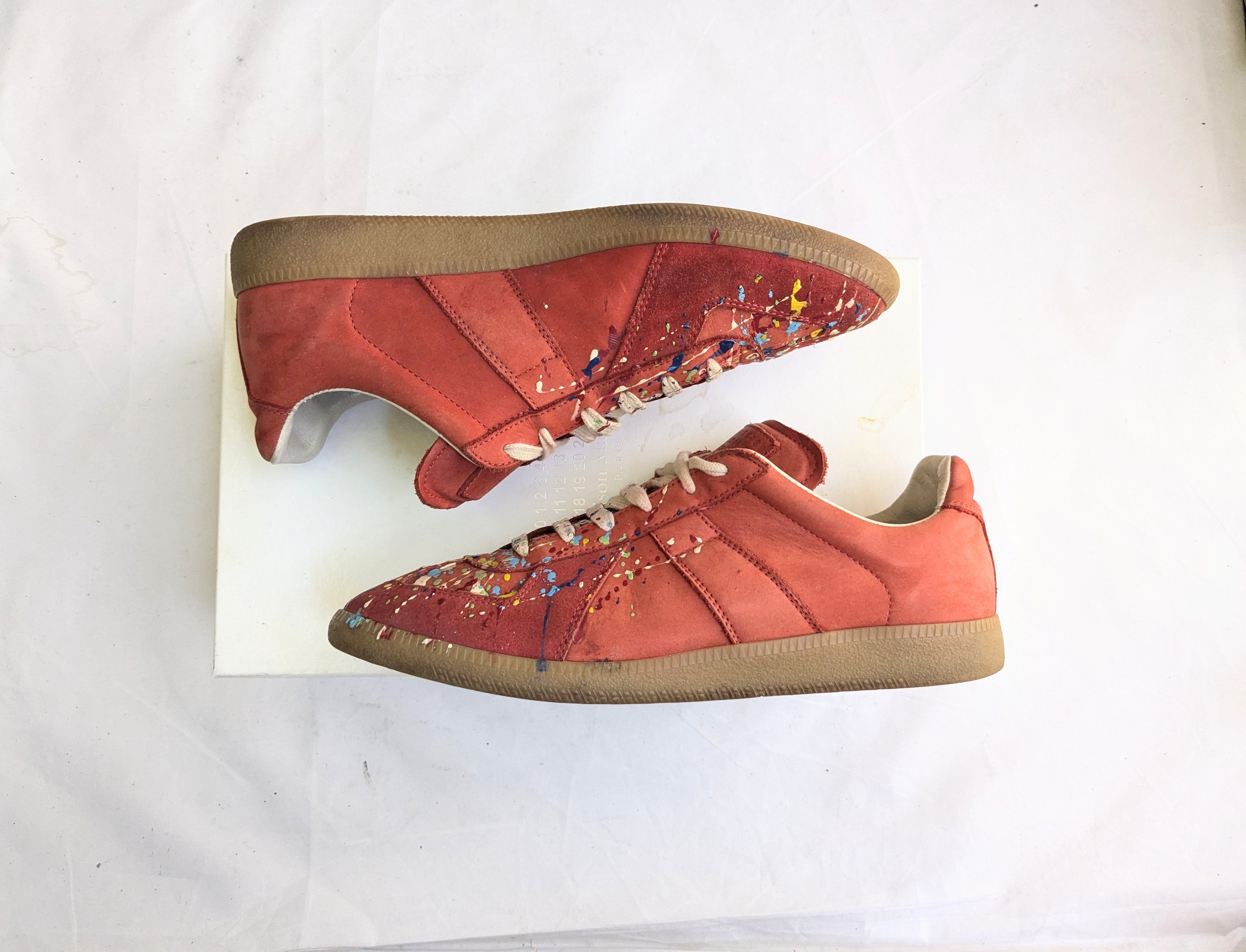 Maison Margiela GAT Replica Red 10 43 Low Top Paint Splatter