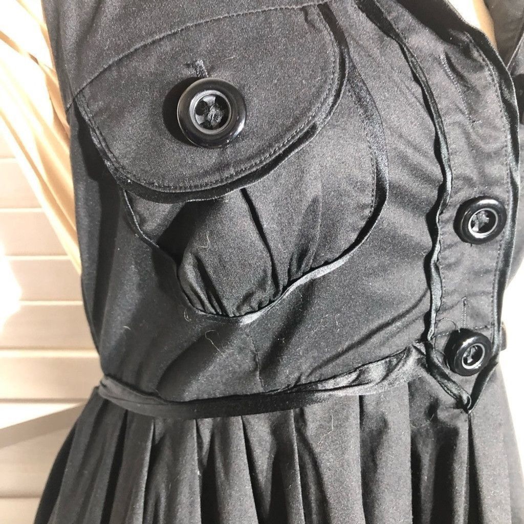 Bebe NWOT Bebe Halter Mini Dress Swing Backless Cotton Black sz M Size L / US 10 / IT 46 - 7 Thumbnail