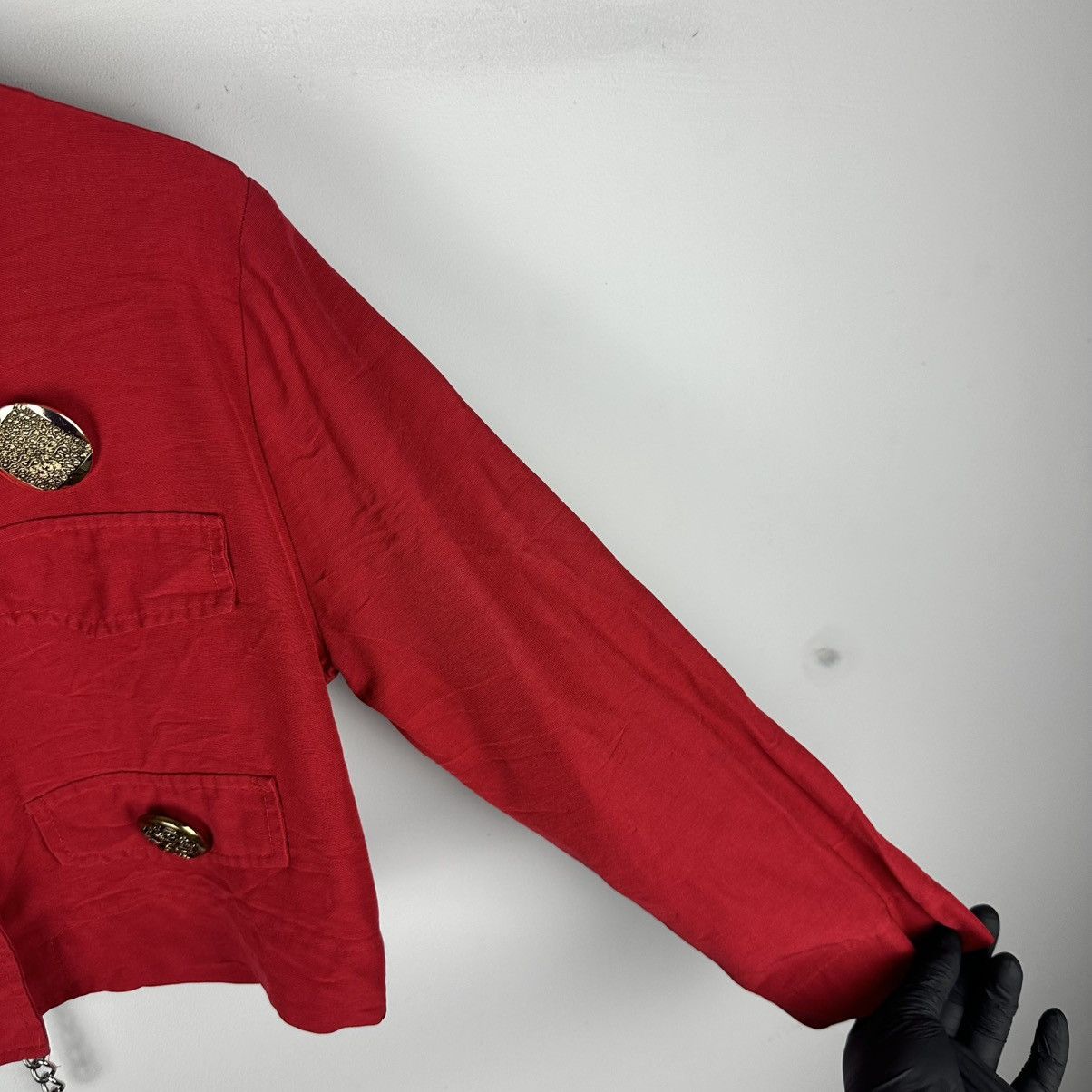 Sandro Vintage Rare Sandro 80’s Red Napaleon Cropped Blazer Size M / US 6-8 / IT 42-44 - 13 Thumbnail