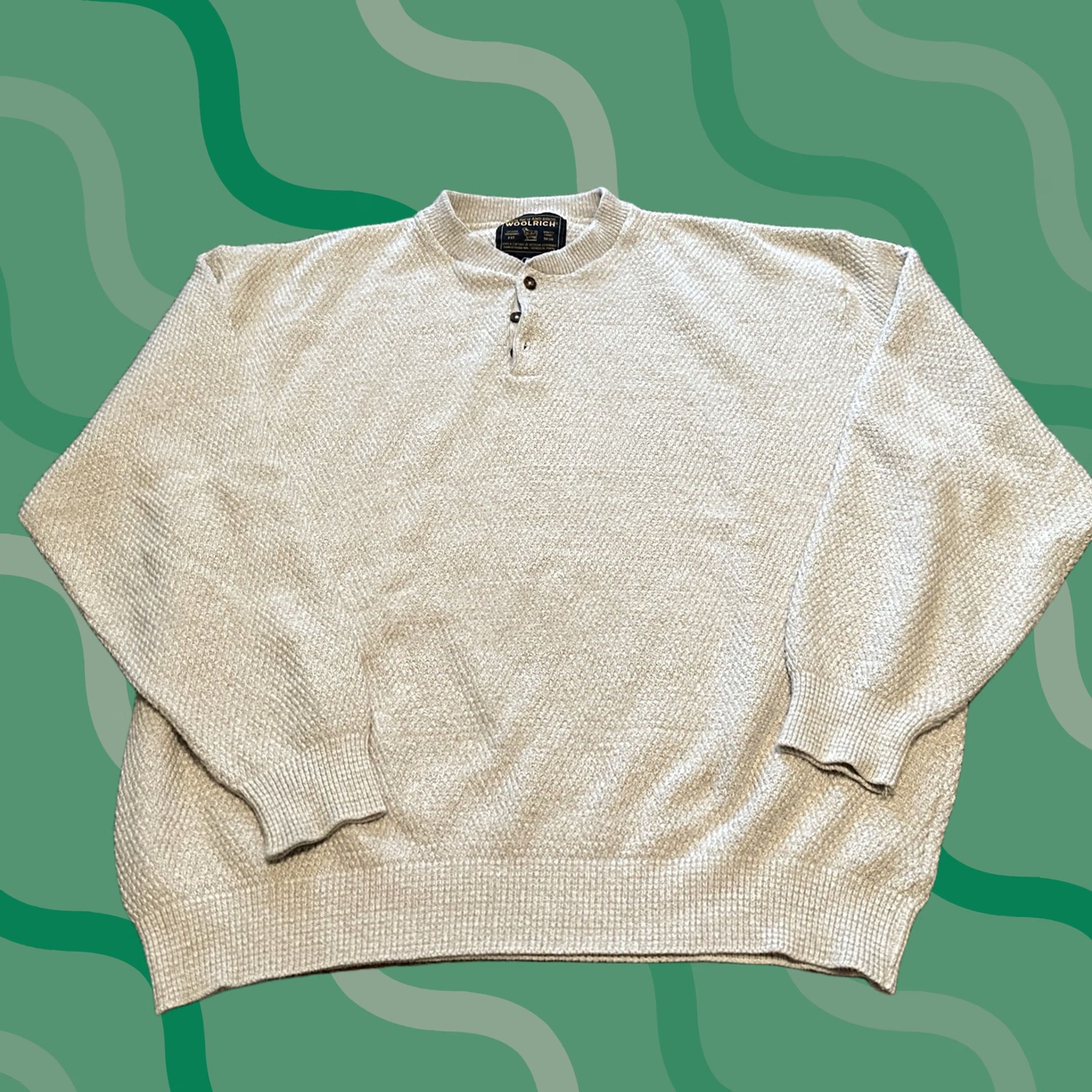 Vintage VINTAGE Woolrich Sweater Mens XL Henley Pullover Beige Casual Preppy Size US XL / EU 56 / 4 - 1 Thumbnail