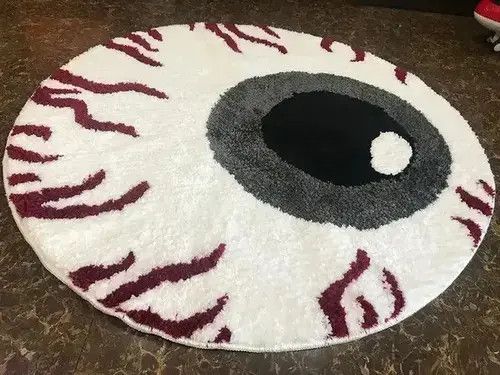 VIBE Handmade Red Silk Eyeball Soft Rug Size ONE SIZE - 2 Thumbnail