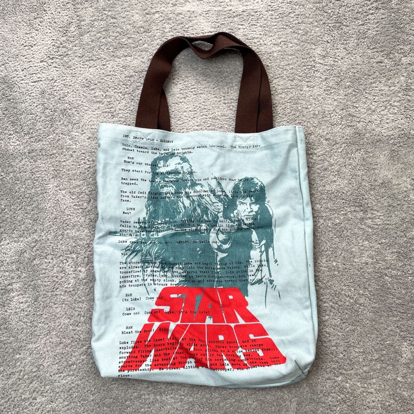 Vintage Loungefly Star Wars Blue Canvas Tote Handbag Han Solo Chewbacca Script Bag Size ONE SIZE - 2 Thumbnail