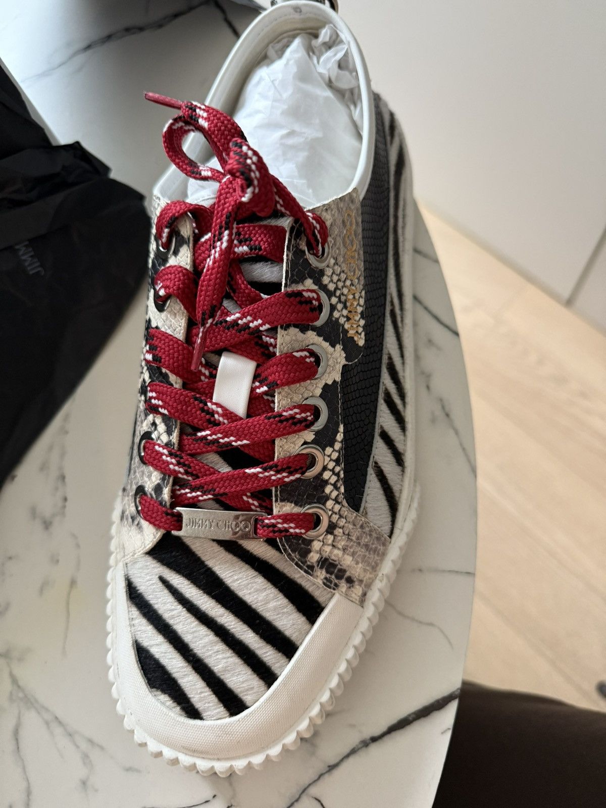 Jimmy Choo Jimmy Choo 'Impala Lo/M' Snake Embossed Leather/Zebra Print Size US 10 / EU 43 - 8 Thumbnail