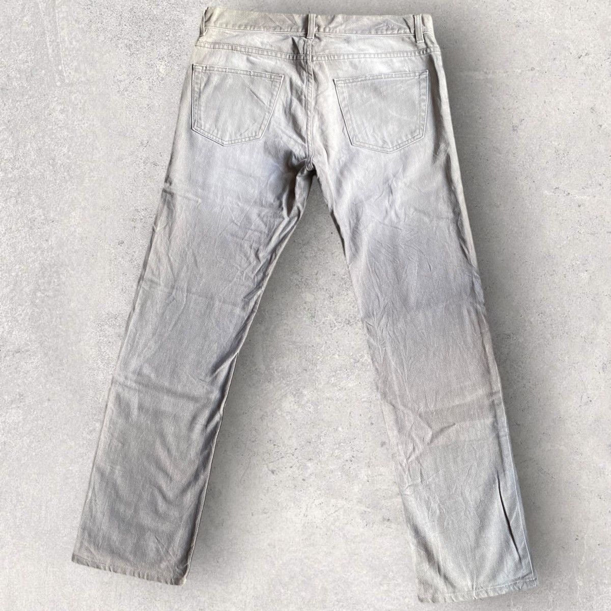 Helmut Lang Archive Embroidered Grey Fade Denim Low Waist Contour fFt Size US 33 - 3 Thumbnail