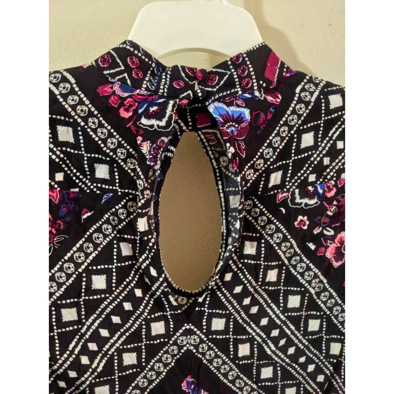 Express Express XS Boho Tunic Dress Black Floral Geometric Long Slee Size XS / US 0-2 / IT 36-38 - 7 Thumbnail