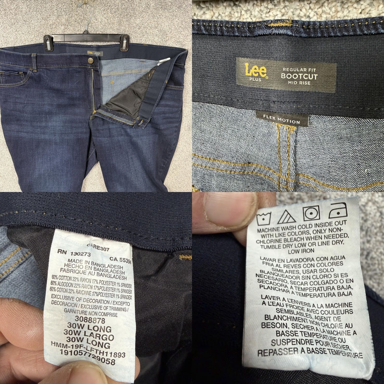 Lee Lee Bootcut Jeans Womens 30W Long Plus Blue Flex Motion Stretch Dark Denim Jeans Size 30" / US 8 / IT 44 - 8 Thumbnail