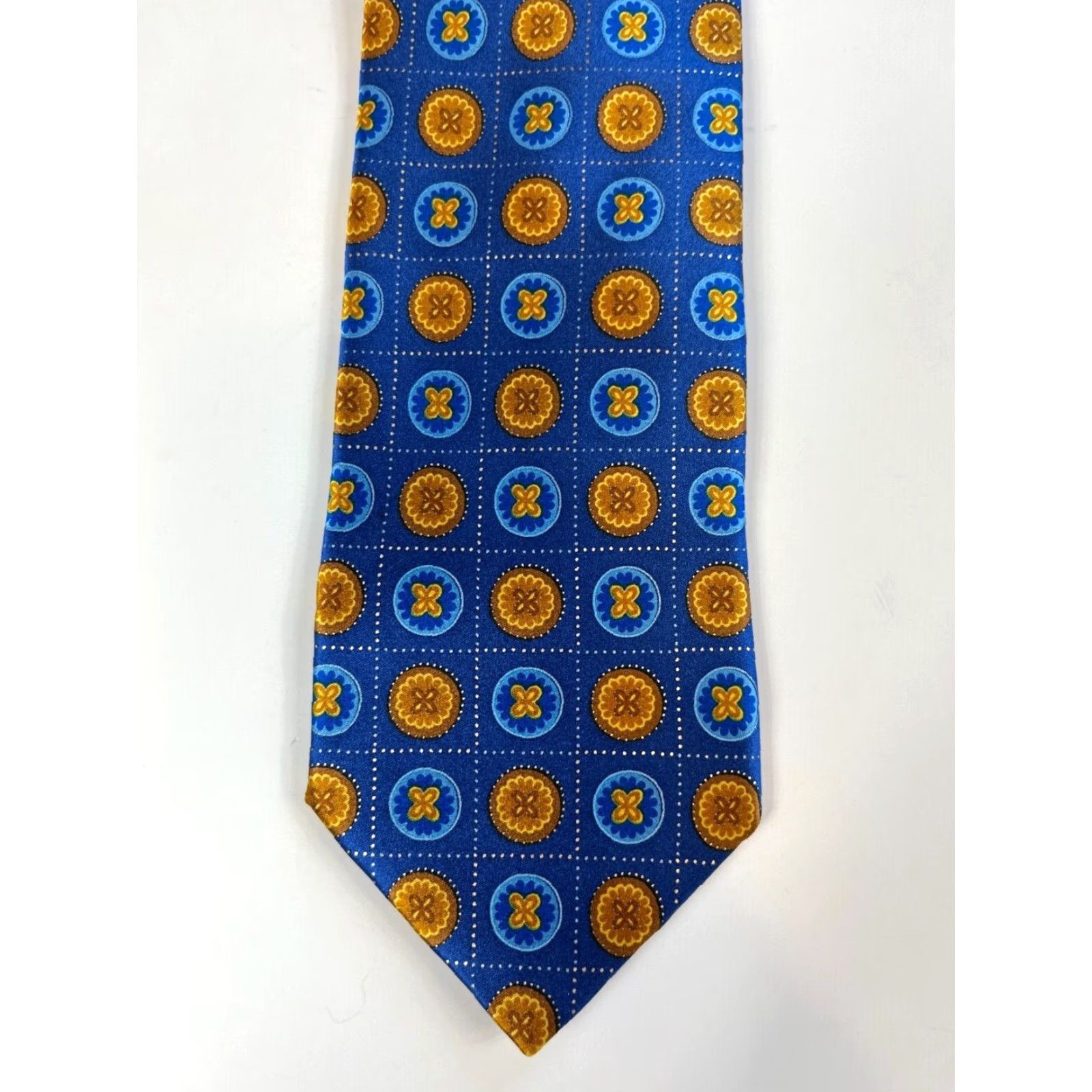 Ermenegildo Zegna VINTAGE Ermenegildo Zegna Men's Silk Tie Blue Geometric 100% Silk Made in Italy 59.25" 3 3/8" Length Width Dress Designer Tie Men’s Health? Size ONE SIZE - 3 Thumbnail