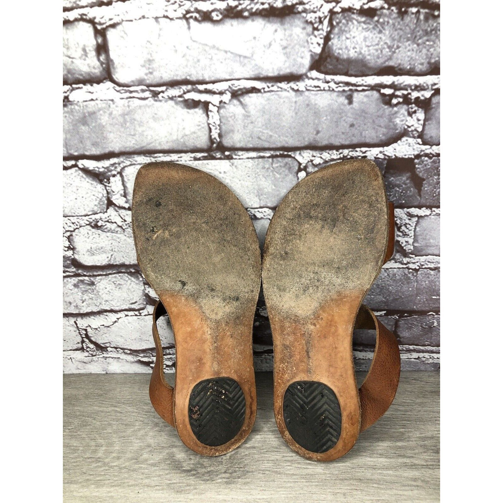 CYDWOQ Cydwoq Brown Leather Toe Post Strap Flat Handmade Sandals Wo Size US 9 / IT 39 - 7 Thumbnail