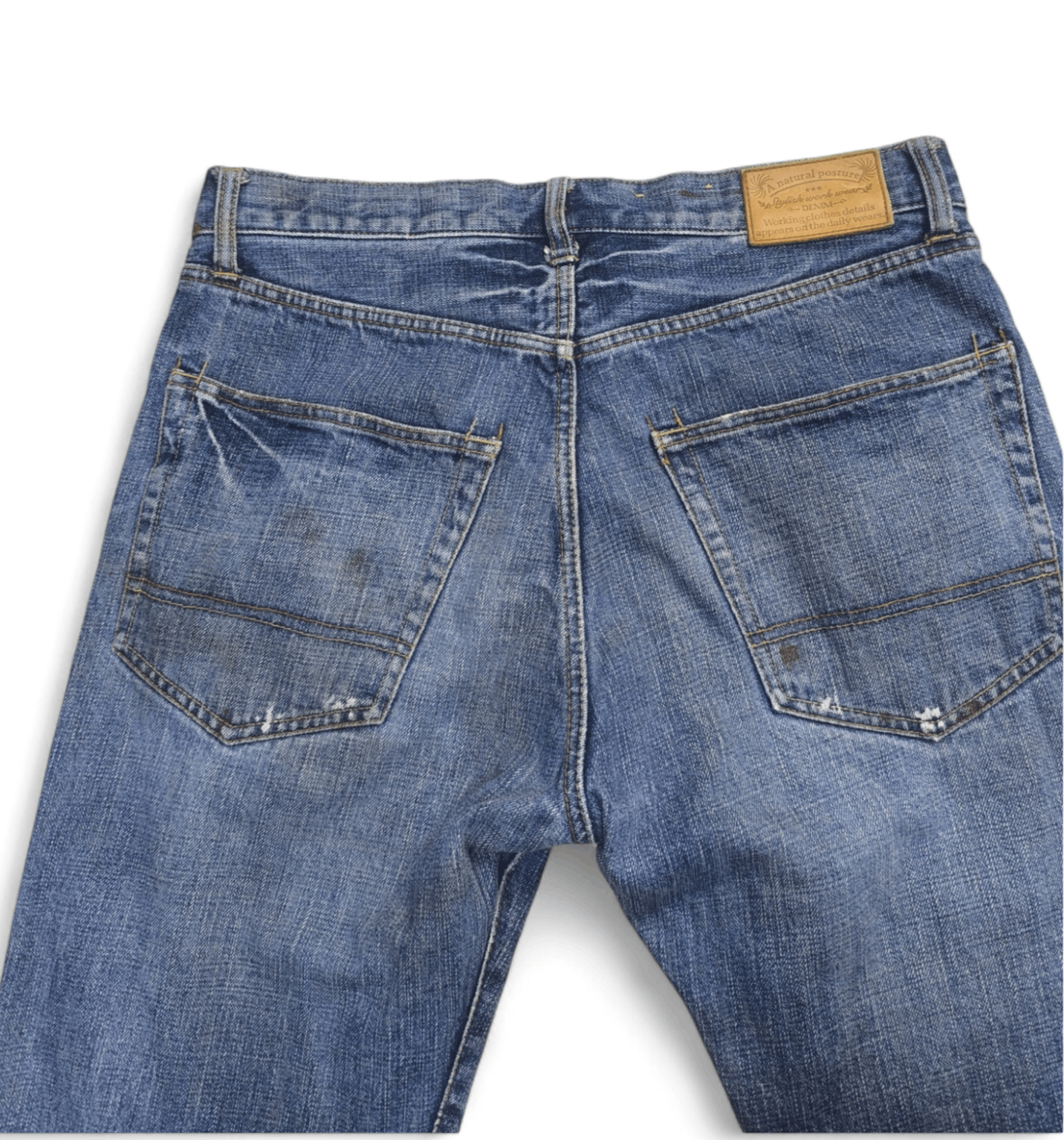 Global Work × Japanese Brand × Vintage GLOBAL WORK DISTRESSED SELVEDGE DENIM Size US 32 / EU 48 - 6 Thumbnail