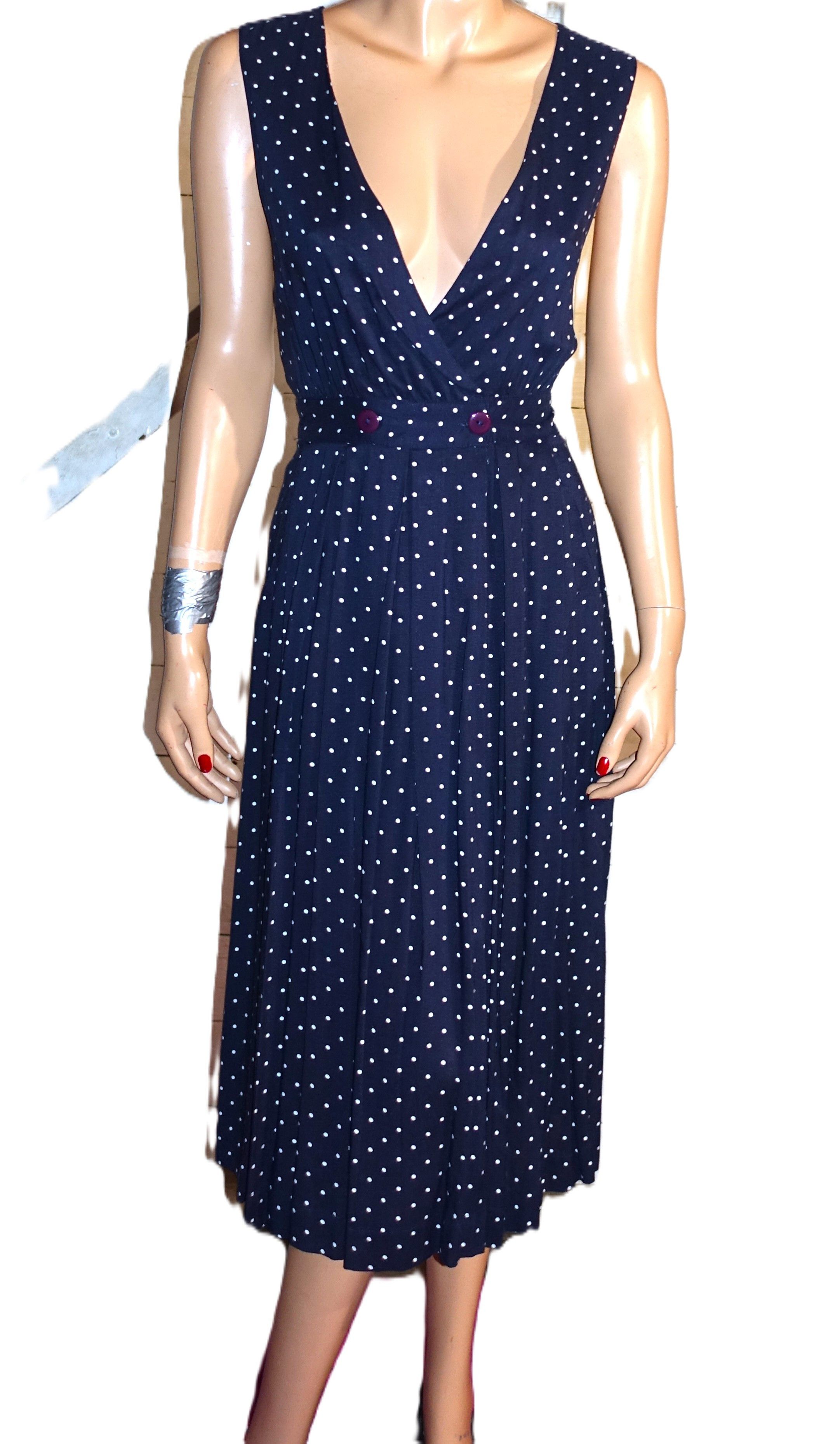 Other Styleworks Navy Blue White Polka Dot Dress 12P Size XL / US 12-14 / IT 48-50 - 1 Thumbnail