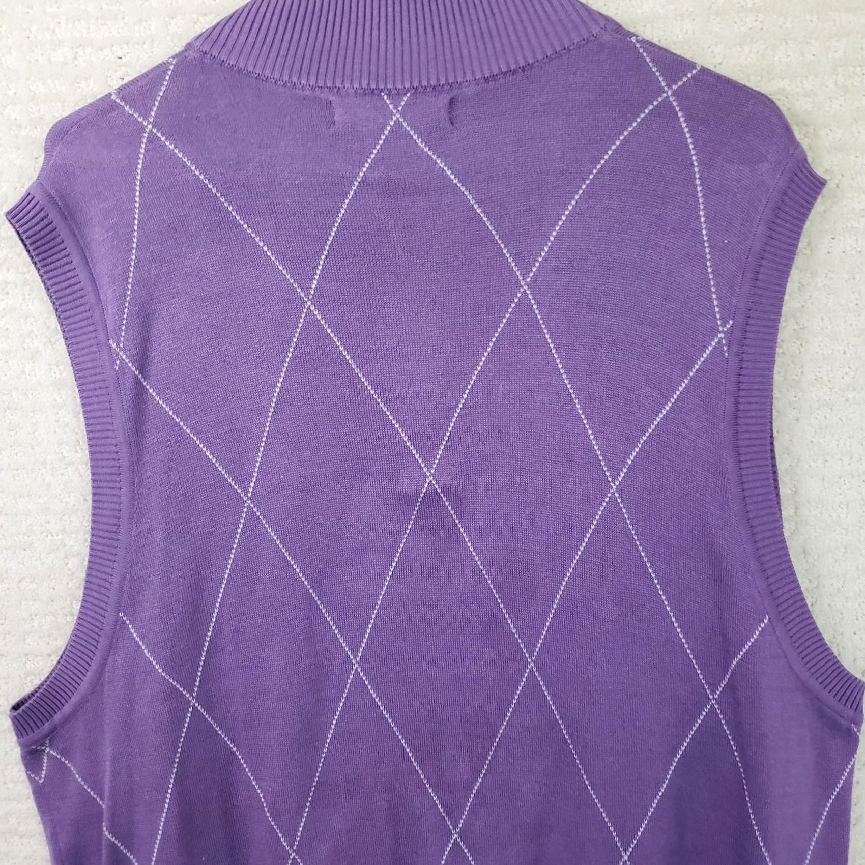 Vintage Martin Golf Sweater Vest Men's L Purple Argyle Pima Cotton Mock Neck Sleeveless Size US L / EU 52-54 / 3 - 6 Thumbnail