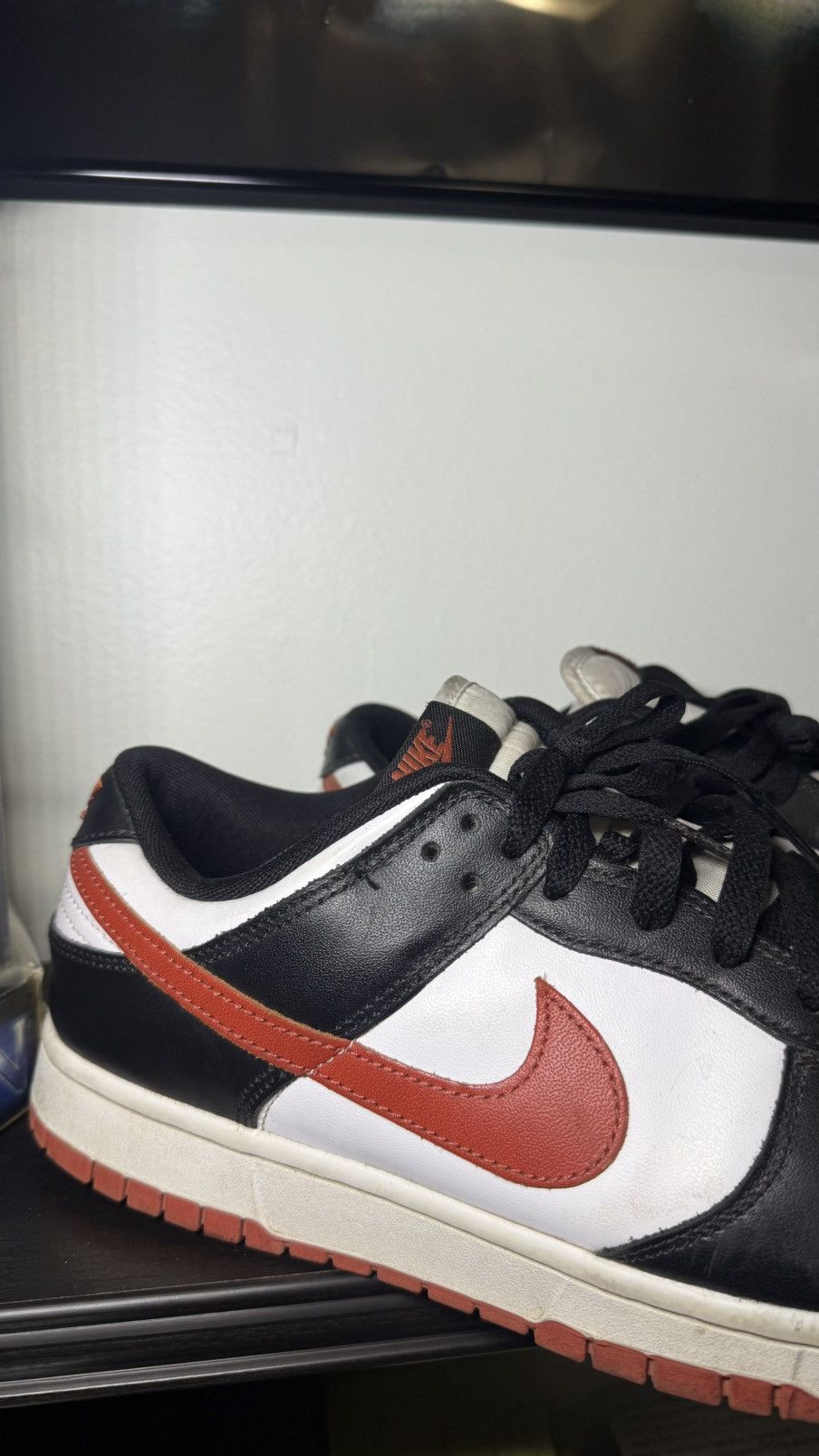 Nike Nike Dunk Low Retro White Orange & Black Black Dragon Red Size US 11 / EU 44 - 3 Thumbnail