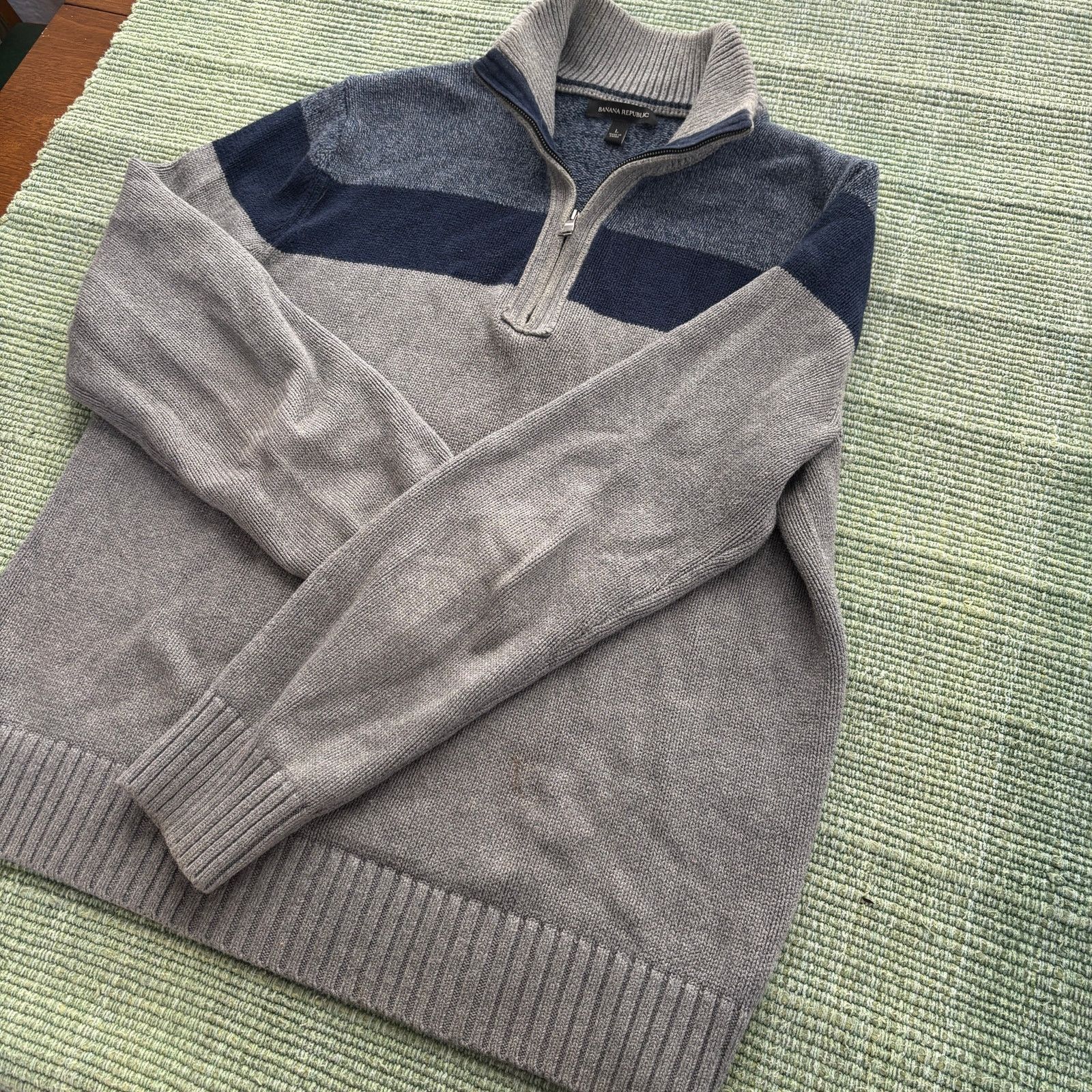 Banana Republic Banana Republic Men's Cotton Knit Quarterzip Sweater Sz L Size US L / EU 52-54 / 3 - 8 Thumbnail