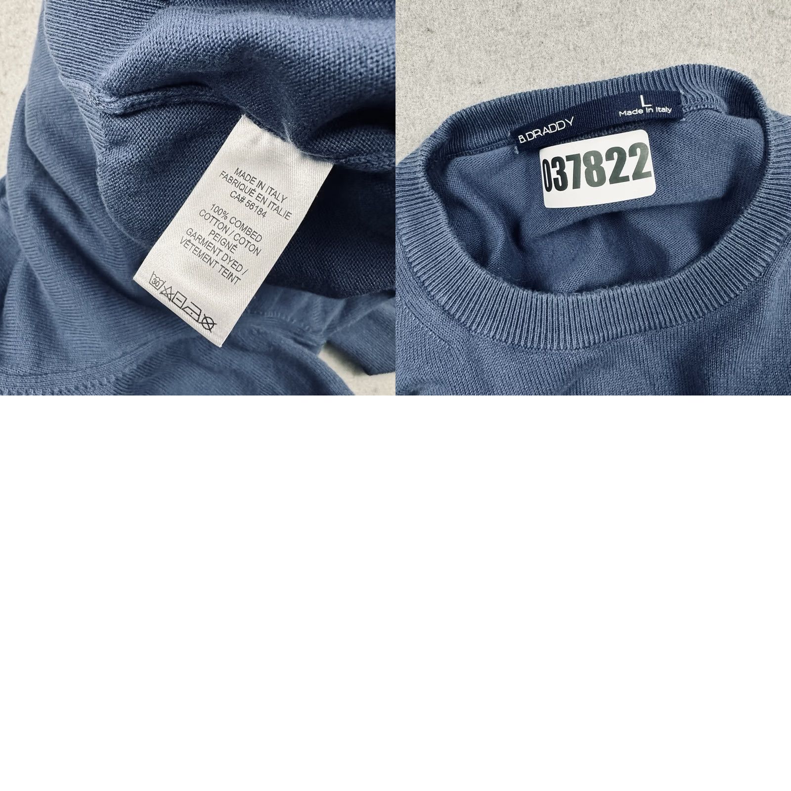 Vintage B. Draddy Sweater Men Large Blue Solid Crewneck Pullover Knit Golf Size US L / EU 52-54 / 3 - 8 Thumbnail
