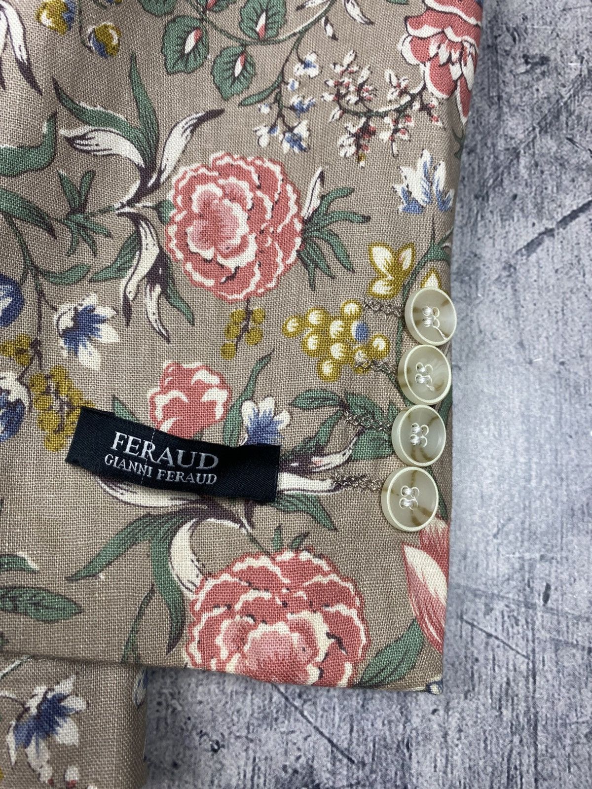 Gianni Feraud Gianni Feraud Mens Floral Linen Blend Blazer Jacket Cream Size 44R - 9 Thumbnail
