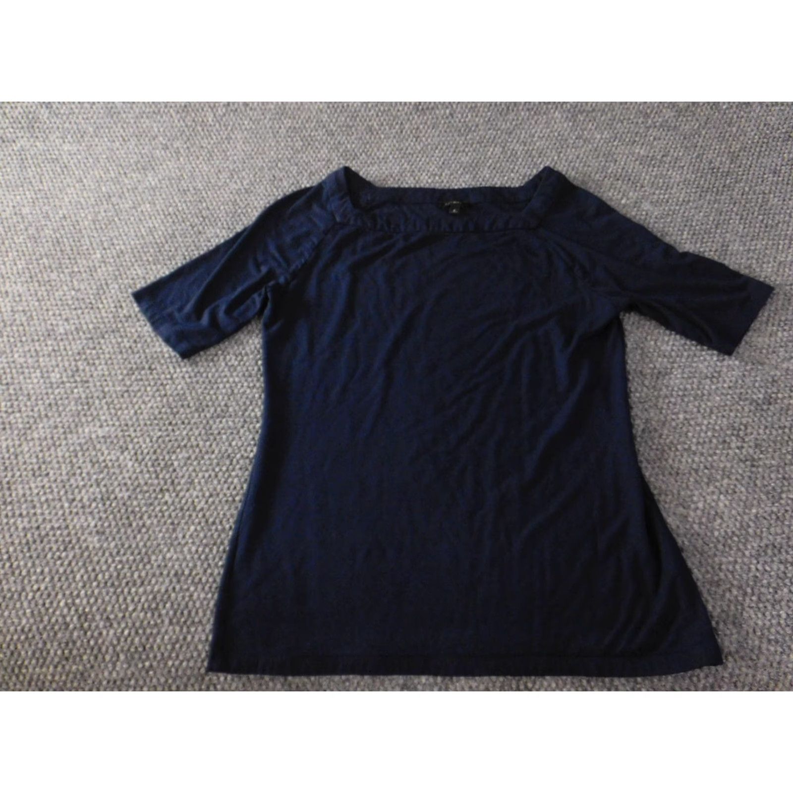 Talbots Talbots Womens Blouse S Blue Crew Neck Short Sleeve Solid Rayon Spandex Pullover Casual Classic Buttondetails Women Shirt Size S / US 4 / IT 40 - 3 Thumbnail