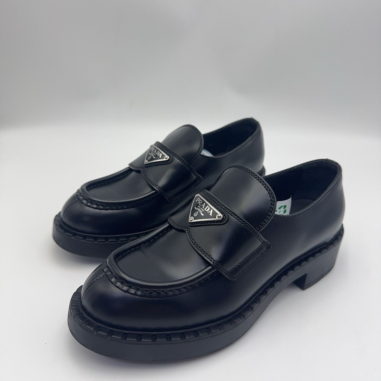 Prada Prada Logo Plaque Chocolate Loafers Size 35.5 Size US 5.5 / IT 35.5 - 1 Thumbnail