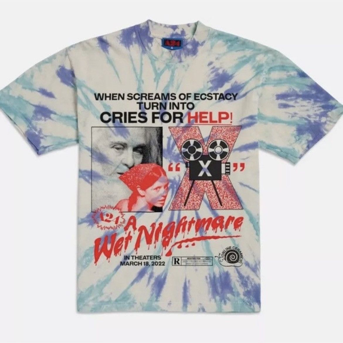A24 × Online Ceramics X Tie Dye Wet Nightmare Tee A24 Online Ceramics Shirt Pearl Size US L / EU 52-54 / 3 - 1 Thumbnail