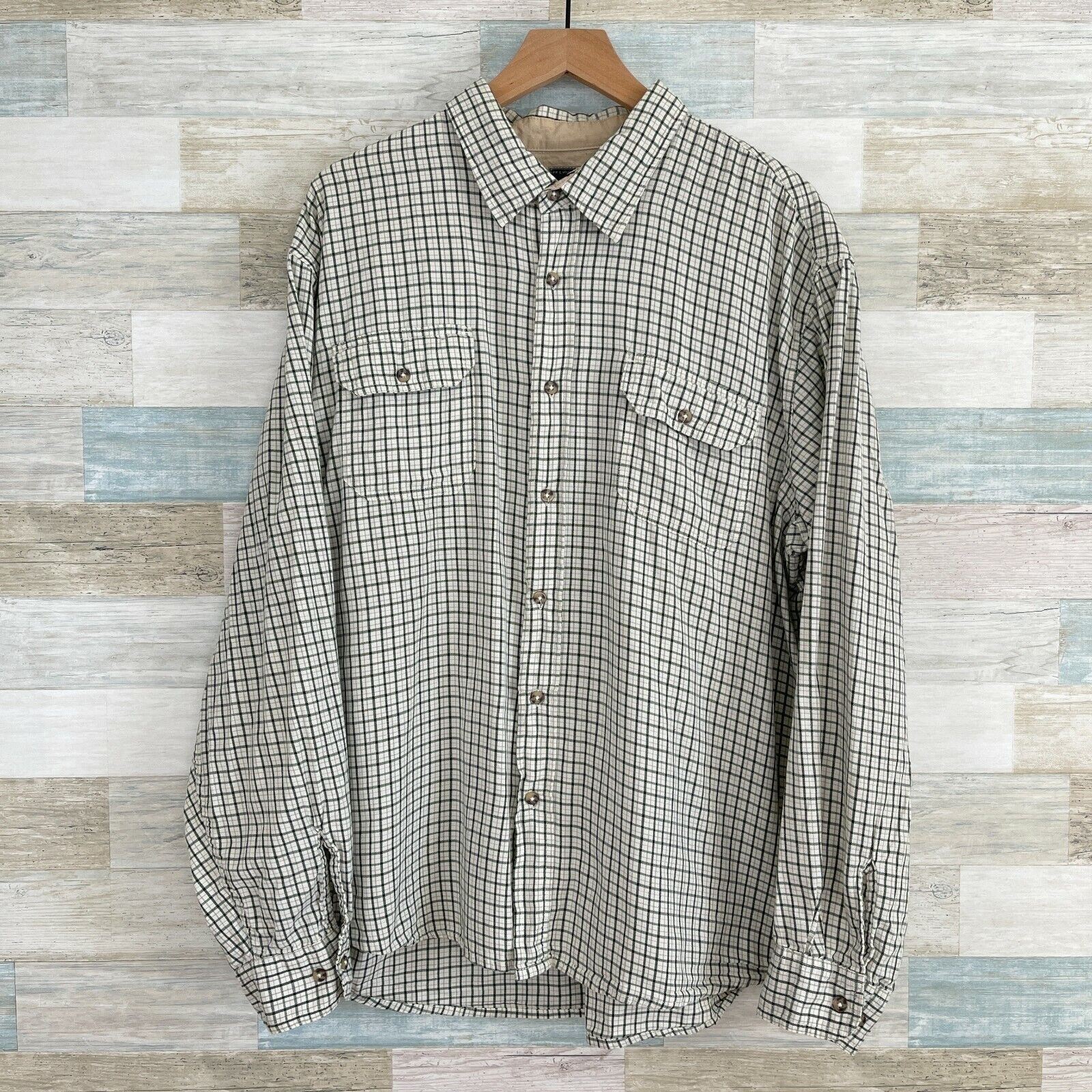 Wrangler Wrangler Twill Button Front Shirt White Green Gray Plaid 2X Size US XXL / EU 58 / 5 - 1 Thumbnail