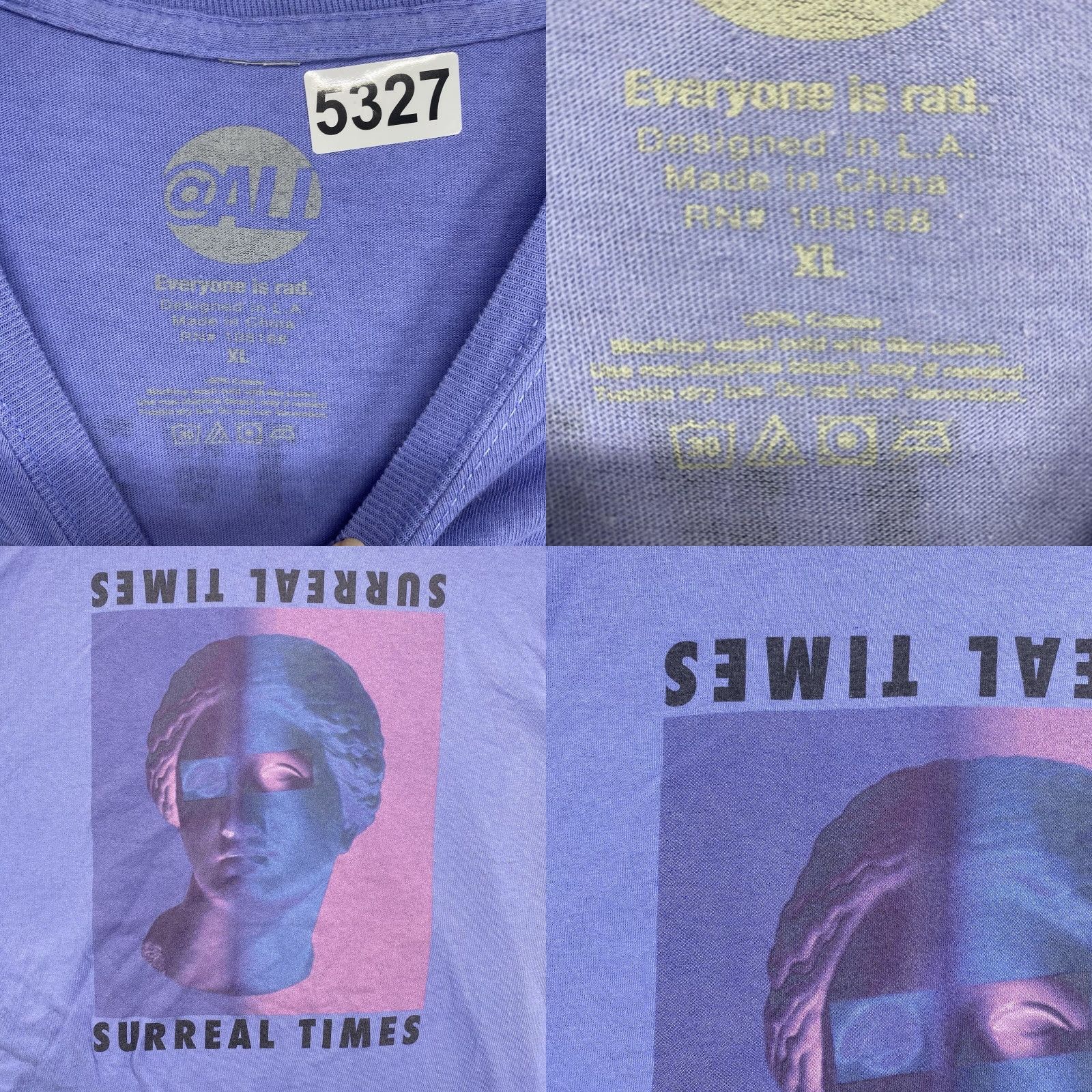 Vintage Everyone Is Rad Graphic Print T-Shirt XL Purple Art Mens Size US XL / EU 56 / 4 - 8 Thumbnail
