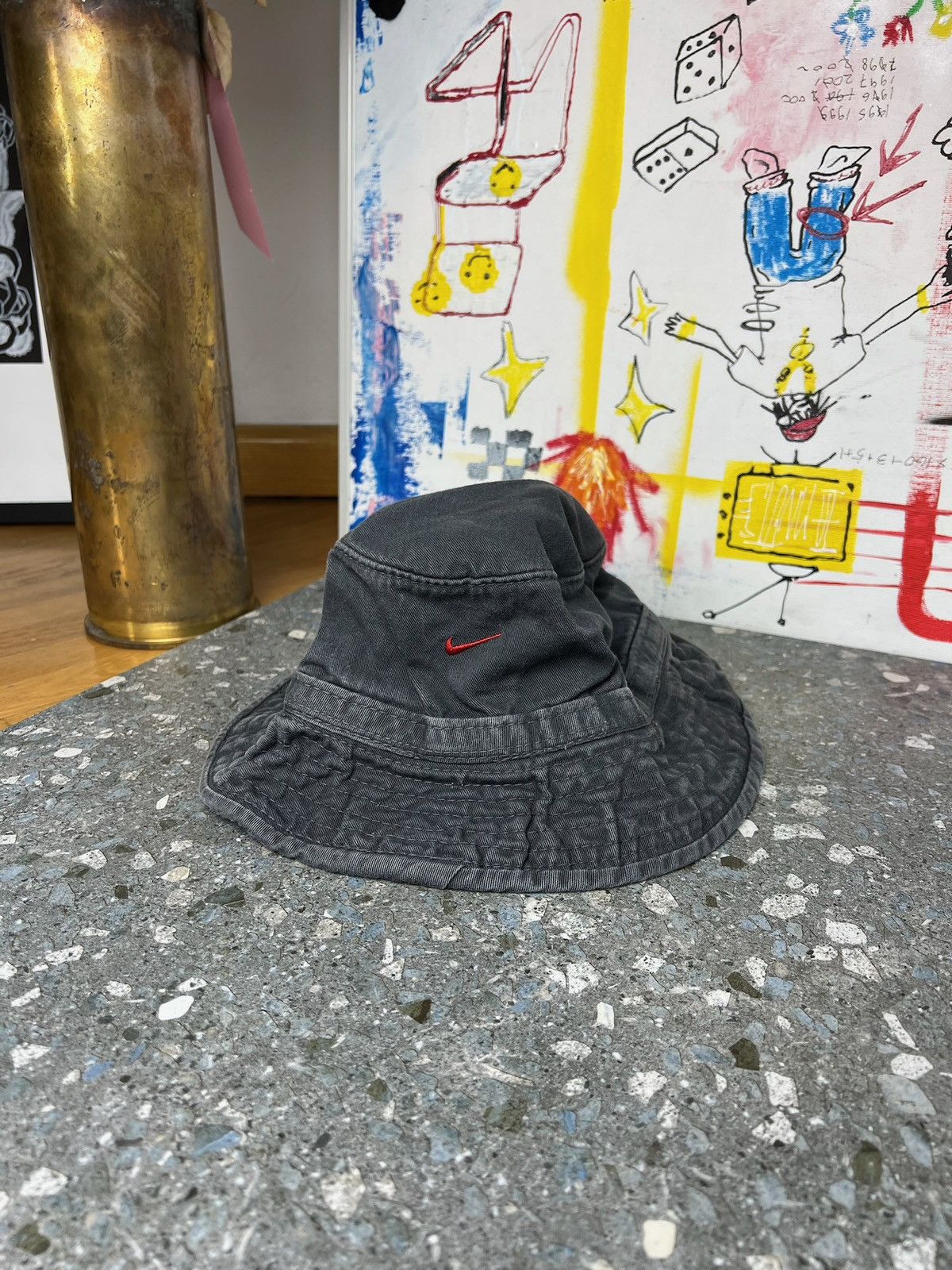 Nike × Vintage Vintage Nike Swoosh Logo Bucket Hat Panama faded Size ONE SIZE - 16 Thumbnail