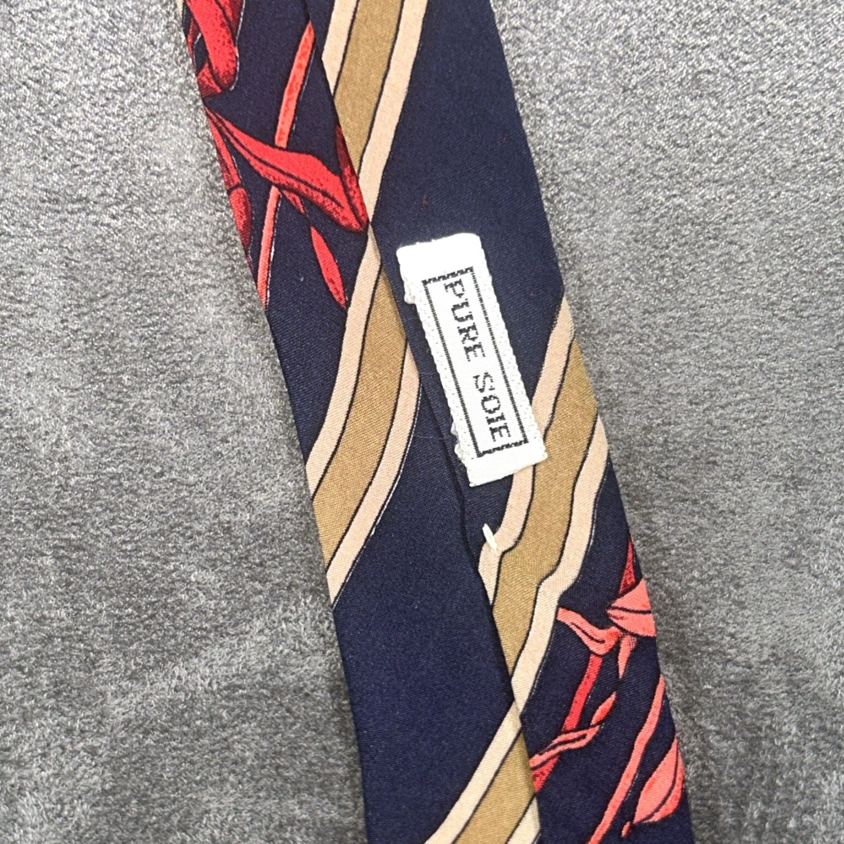 Vintage Leonard Paris Tie 100% Silk Blue Red Floral Neck Tie Italy Men's Classic 57"-60" Size ONE SIZE - 3 Thumbnail