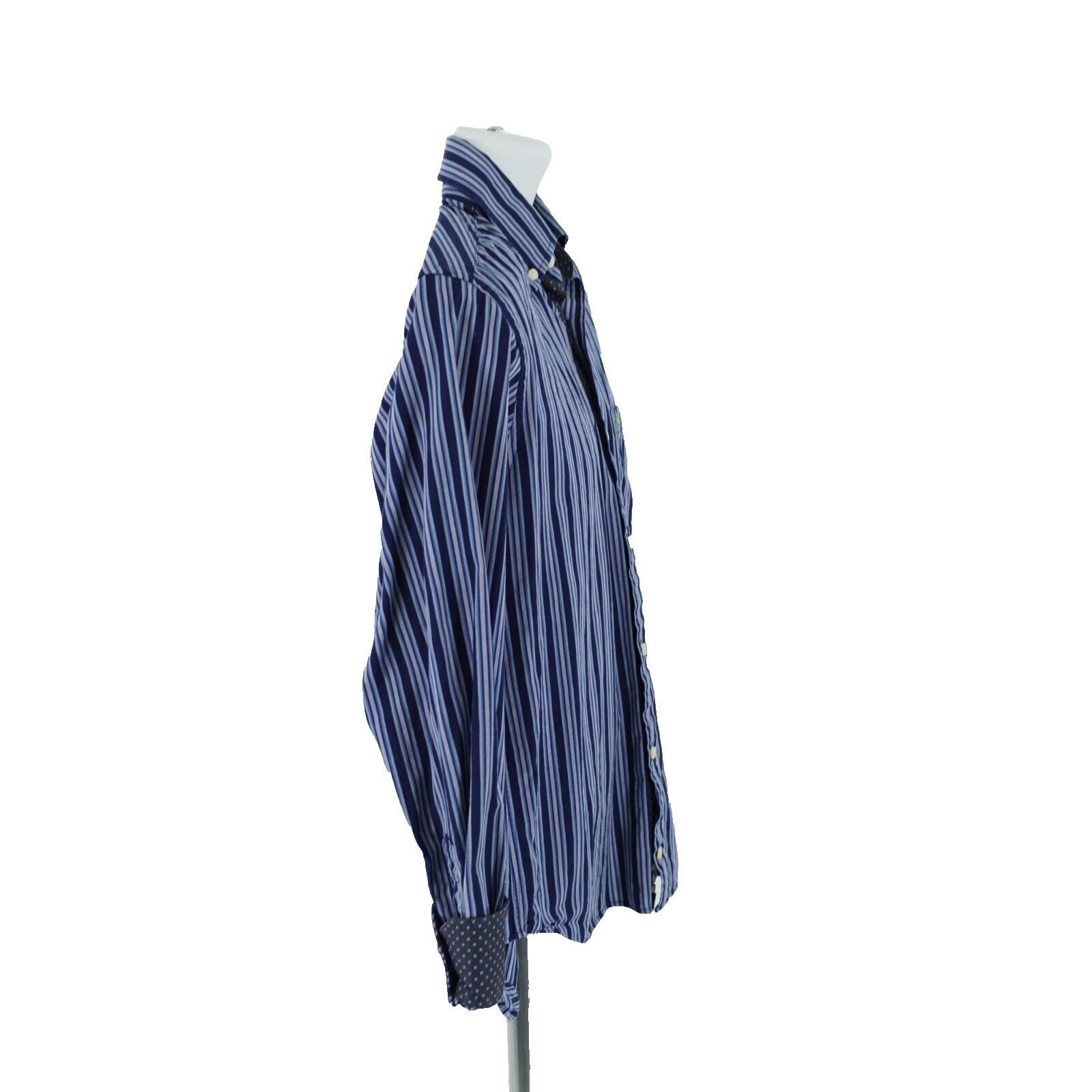 Tailorbyrd Tailorbyrd Blue Striped Flip Cuff Pocket Front Button Down S Size US S / EU 44-46 / 1 - 8 Thumbnail