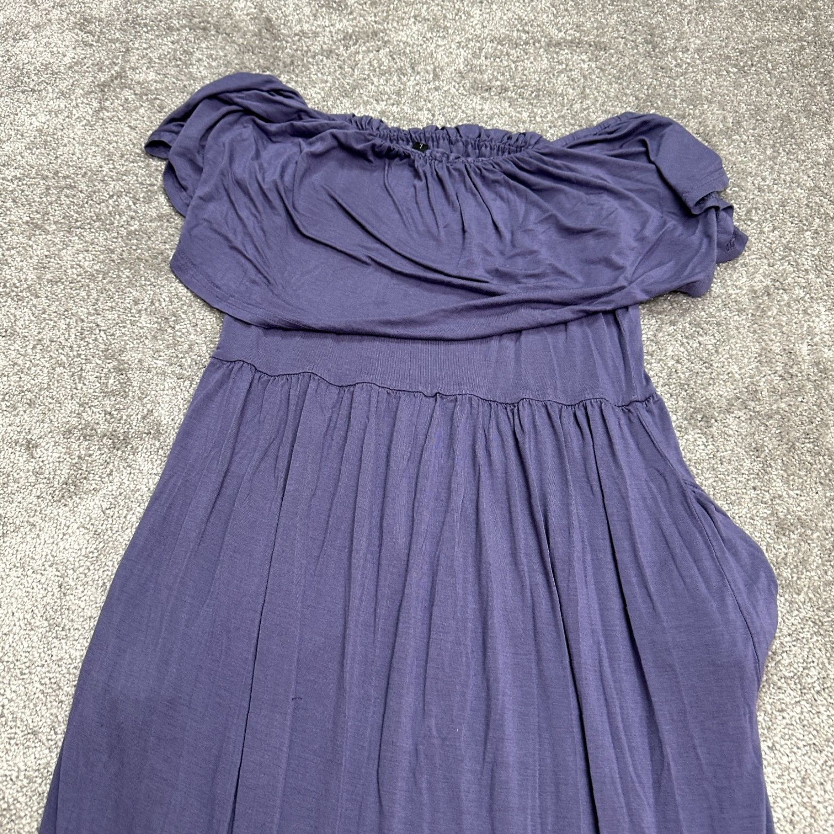 Vintage Unbranded Maxi Dress Off-Shoulder Knit Purple L Slit Pockets Beach Bohemian Womens Size L / US 10 / IT 46 - 3 Thumbnail