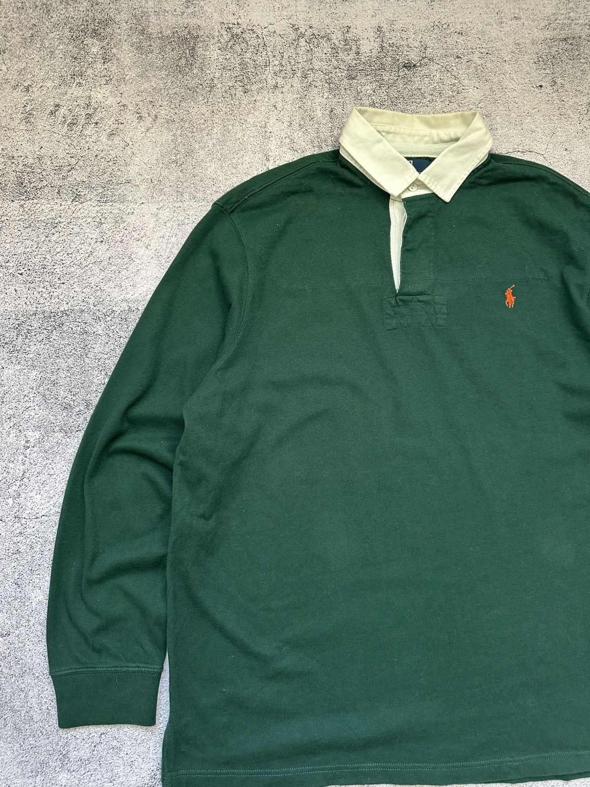 Polo Ralph Lauren Vintage Polo Ralph Lauren Sweatshirt Green Fit Orange Logo Size US L / EU 52-54 / 3 - 3 Thumbnail