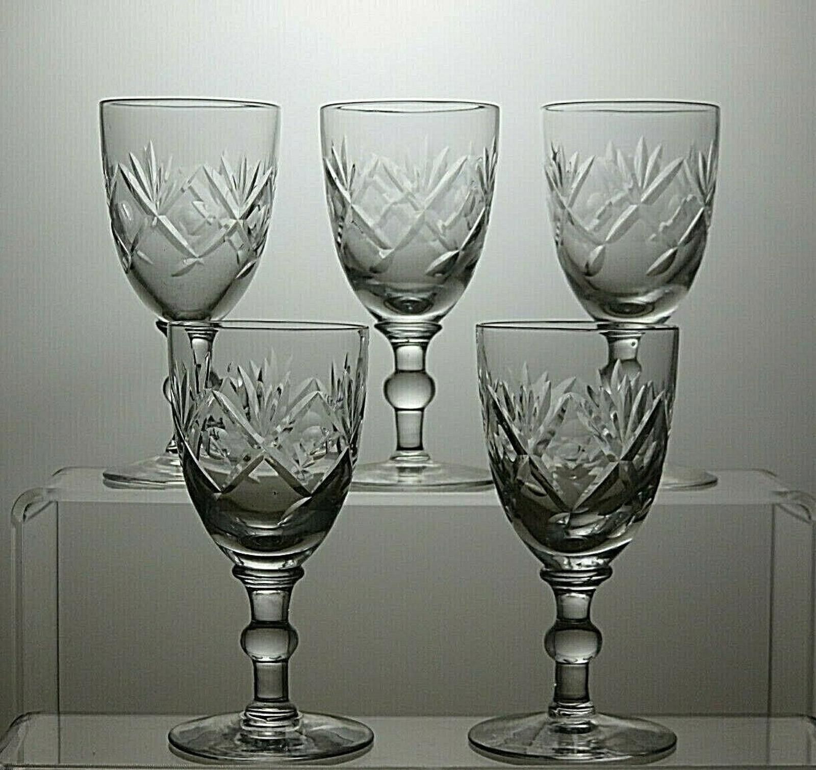 The Unbranded Brand Lead Crystal Cut Glass Set Of 5 Sherry Glasses 4 1/3" Size ONE SIZE - 3 Thumbnail
