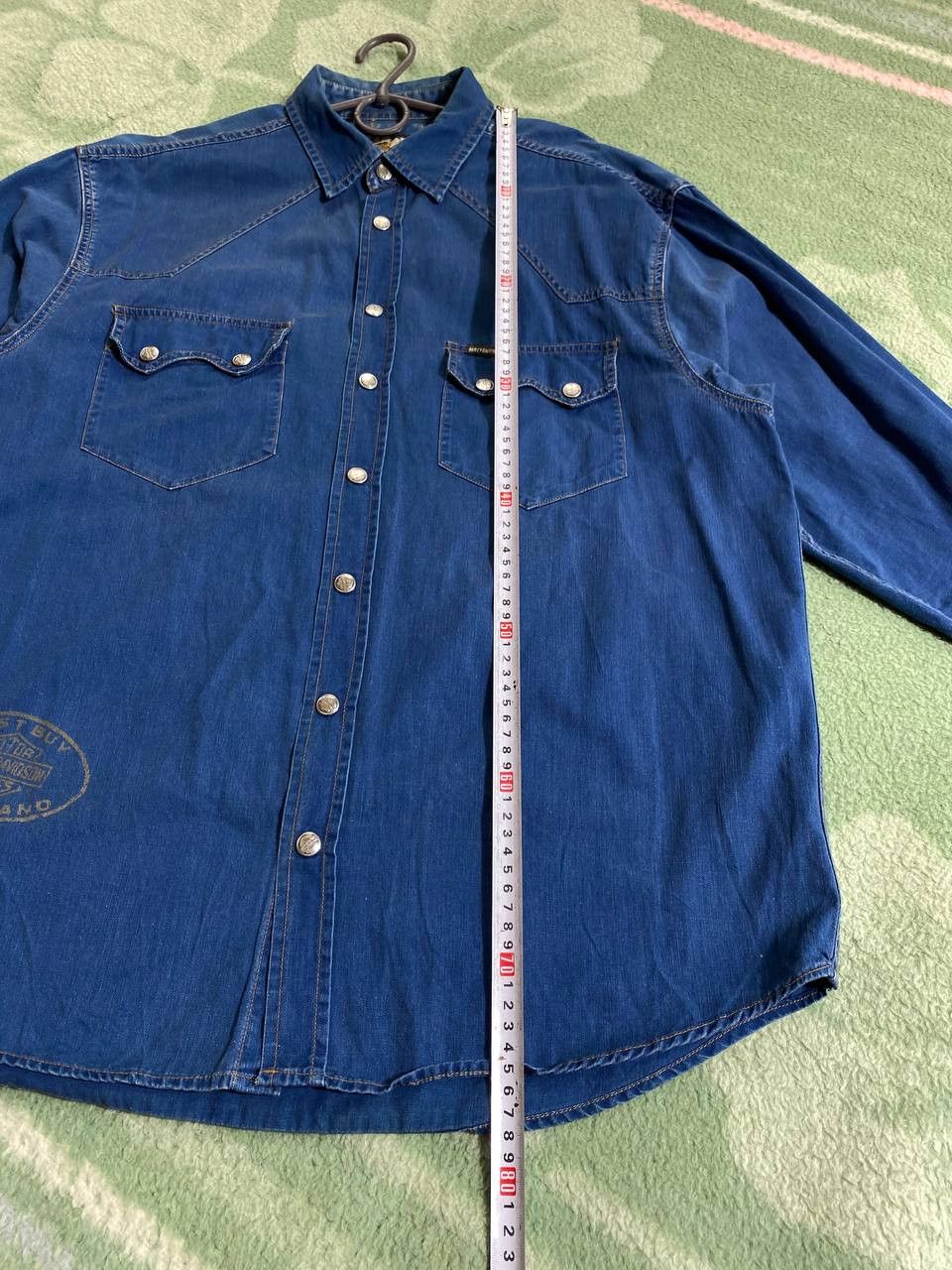 Harley Davidson × Vintage Vintage Y2K Harley Davidson Denim Skull Mechanic Shirt Size US XL / EU 56 / 4 - 8 Thumbnail