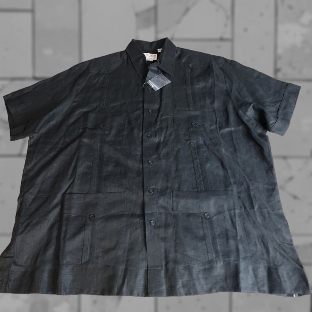Vintage Ramon Puig Shirt 2XL Short Black Linen Button-Up Size US XXL / EU 58 / 5 - 1 Thumbnail