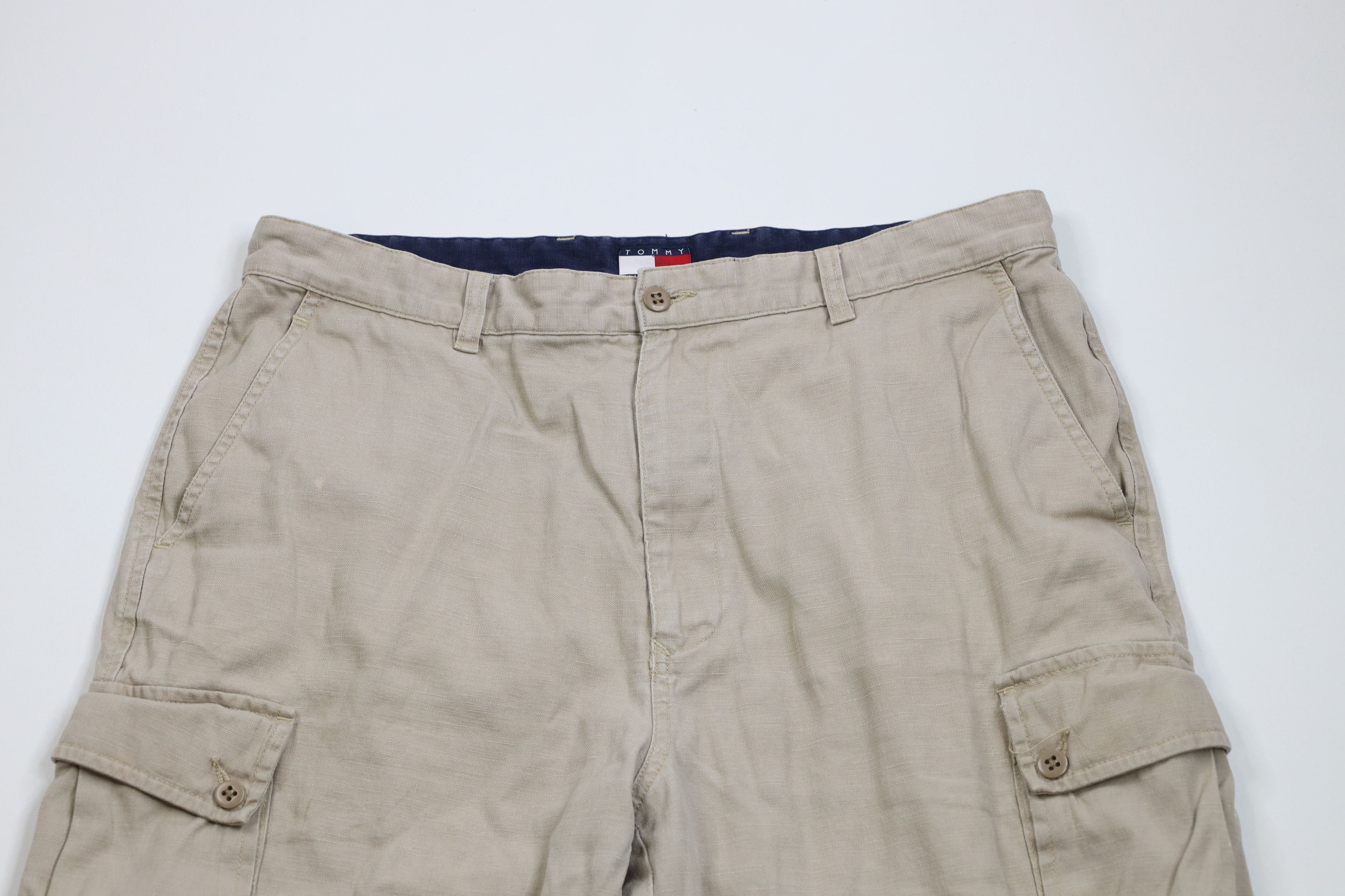 Tommy Hilfiger × Vintage Vintage 90s Tommy Hilfiger Linen Blend Wide Leg Cargo Pants Size US 36 / EU 52 - 2 Thumbnail