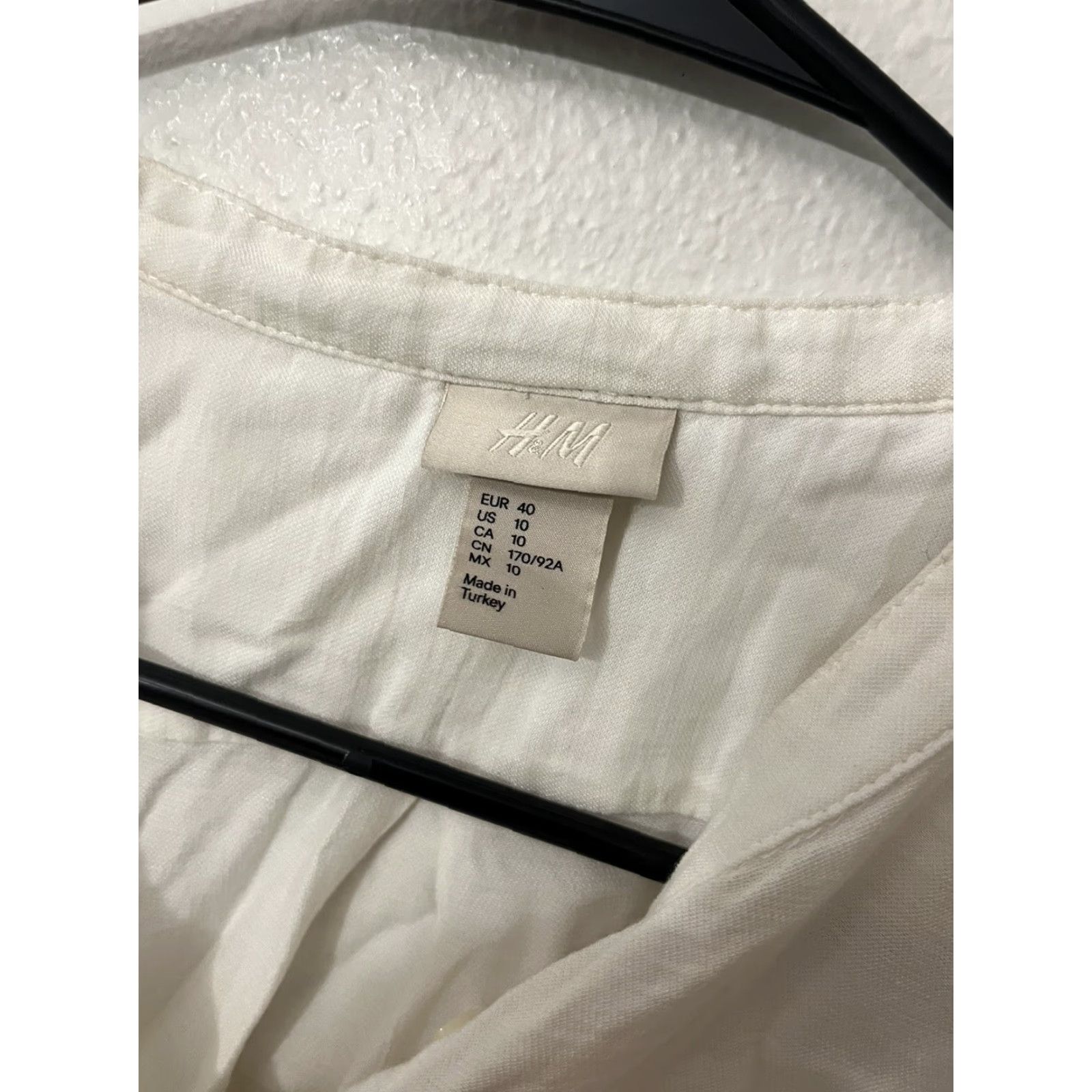 H&M H&M Button Up Pintuck Blouse Womens Top White Long Sleeve Collarless Solid 10 Size L / US 10 / IT 46 - 3 Thumbnail