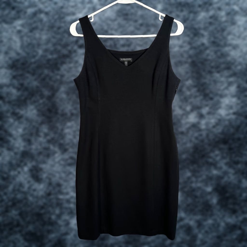 Eileen Fisher VINTAGE Eileen Fisher Dress Sheath Dress Sleeveless V-Neck Knee Length Petite Small PS Black Womens Size S / US 4 / IT 40 - 1 Thumbnail