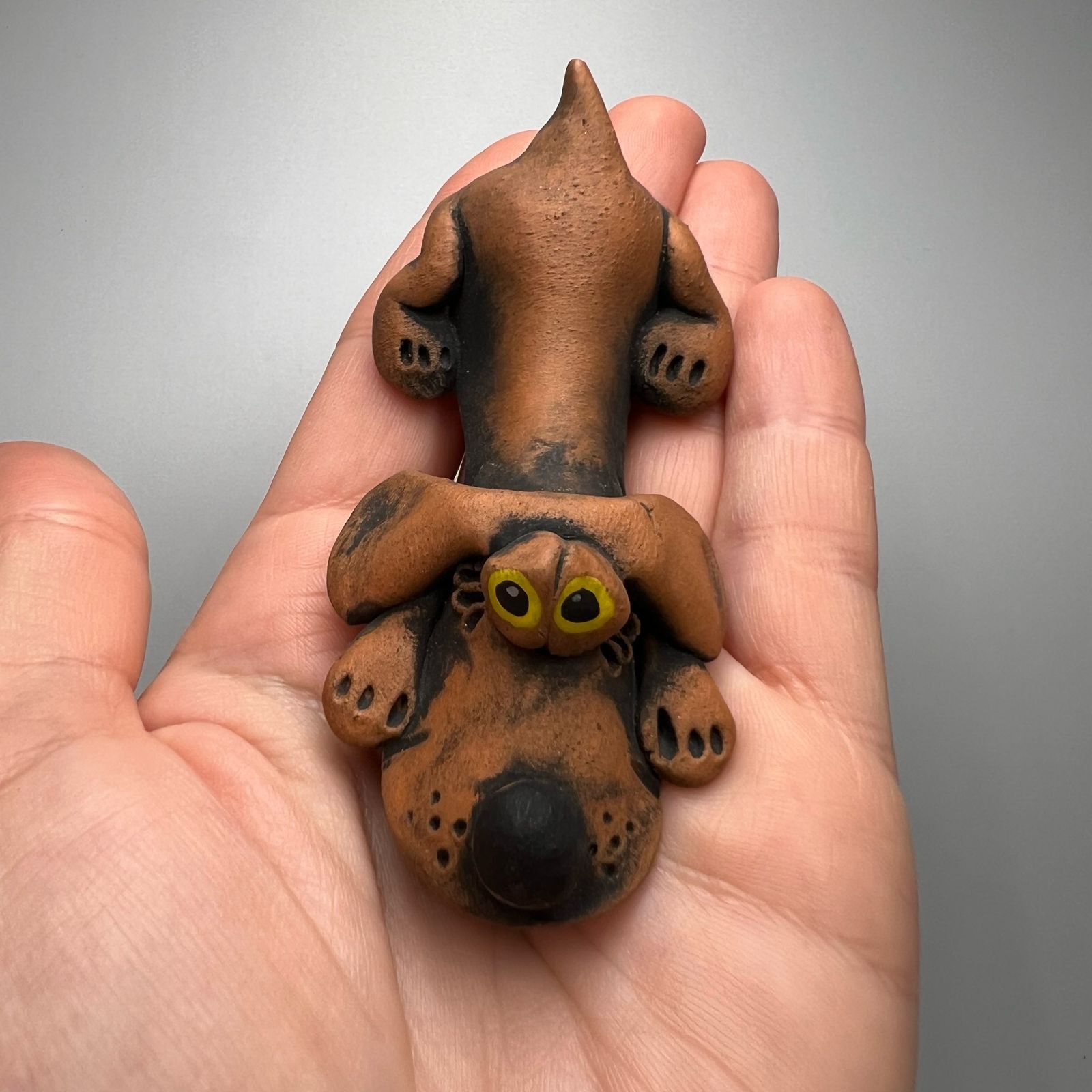 Vintage Vintage Small Dog Figurine Brown Ceramic Handmade Size ONE SIZE - 5 Thumbnail