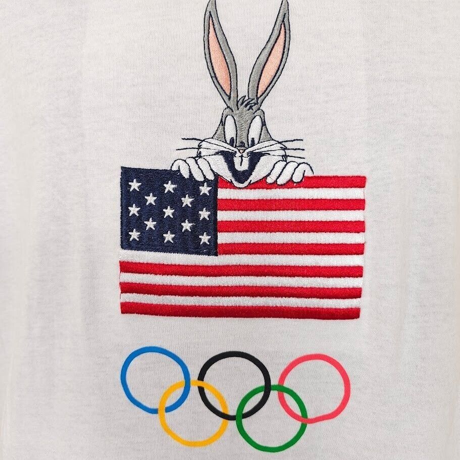 Warner Bros Looney Tunes Olympics T Shirt Mens Size Medium White Team US Size US M / EU 48-50 / 2 - 3 Thumbnail