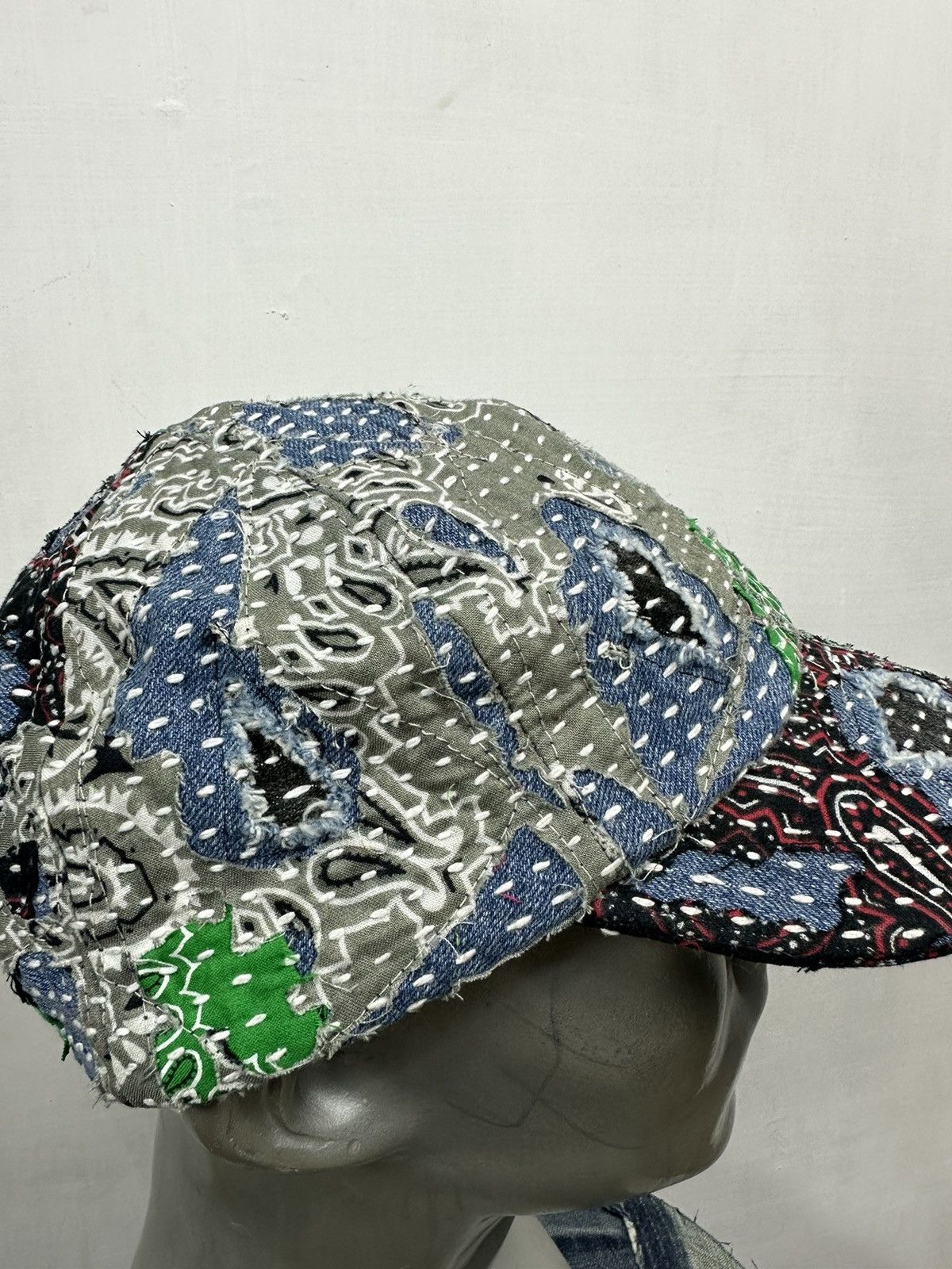 Art Comes First × Handmade Custom Made Distressed Paisley Patchwork Boro hats Size ONE SIZE - 6 Thumbnail