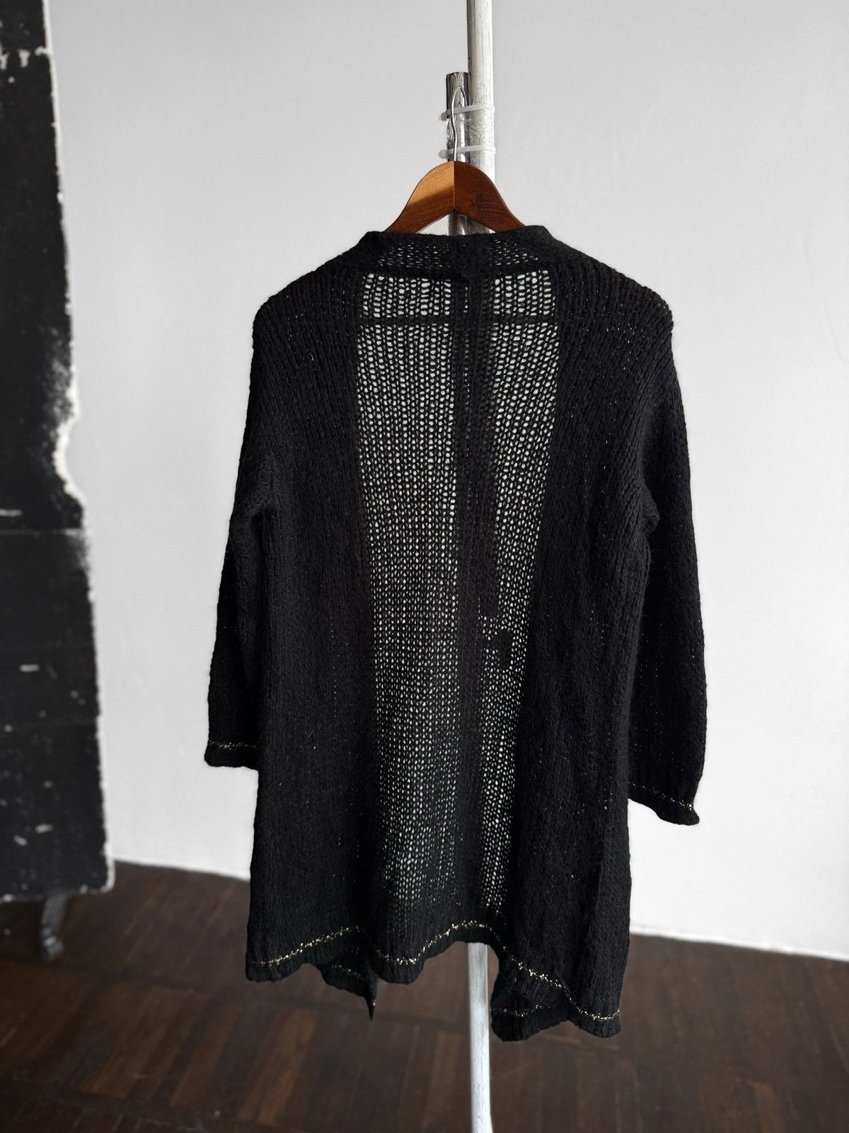 Other La Fee Maraboutee Womens Black Long Open Front Knit Cardigan Size S / US 4 / IT 40 - 4 Thumbnail