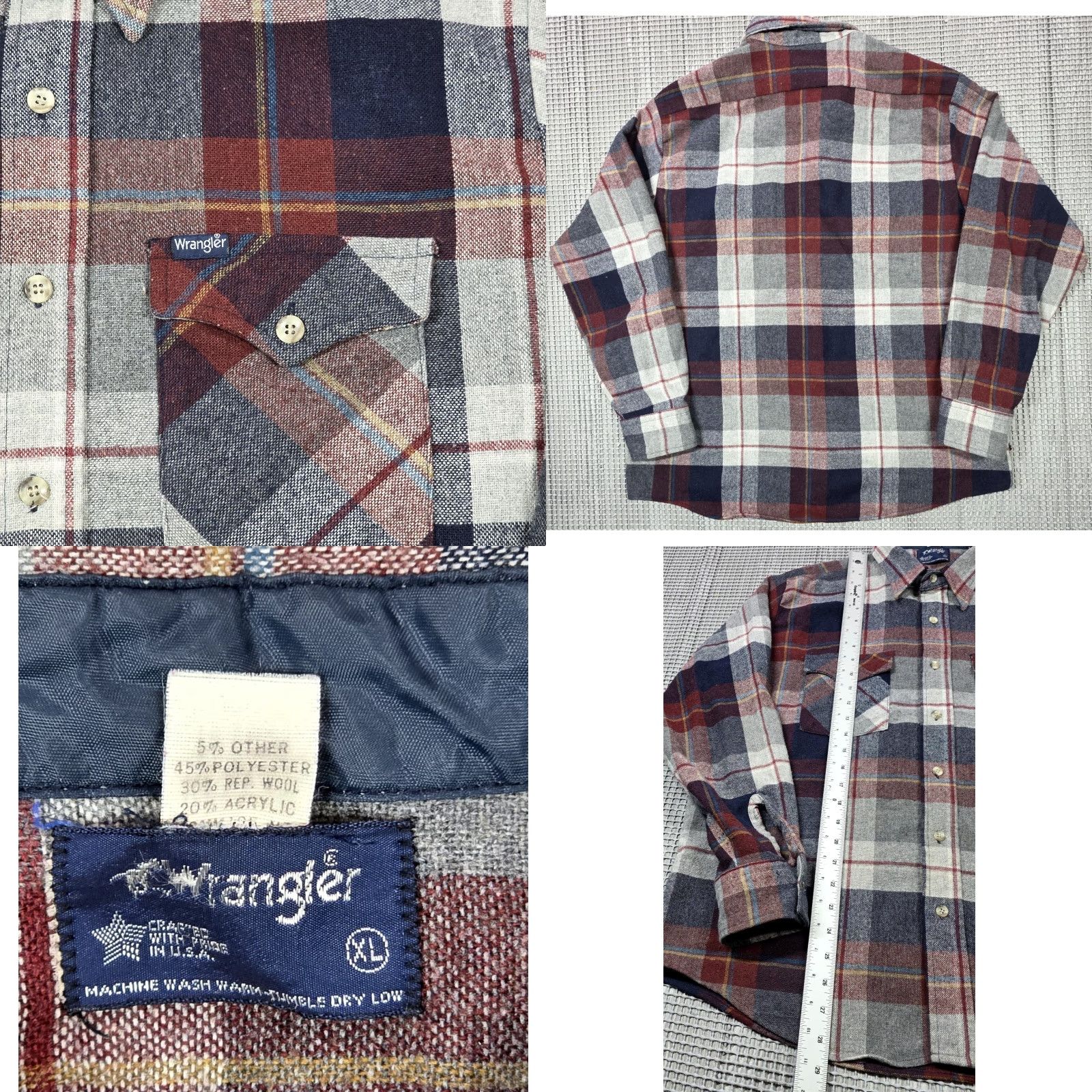 Wrangler VINTAGE Wrangler Shirt Mens XL Wool Blend Flannel Plaid Button Up USA Made 80s Size US XL / EU 56 / 4 - 8 Thumbnail