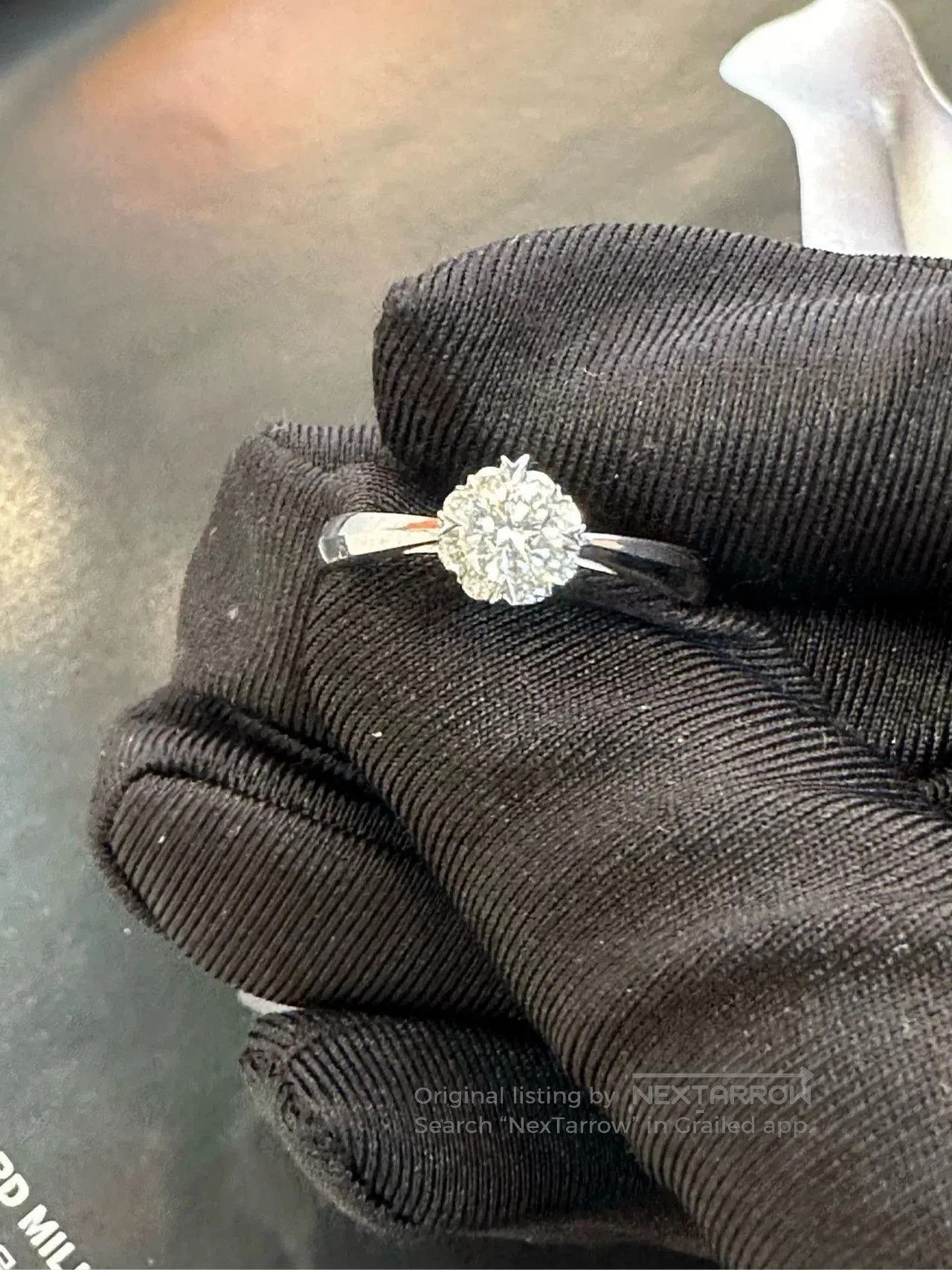 Japanese Brand Platinum Diamond Ring with Main & Side Stones. Size ONE SIZE - 4 Thumbnail