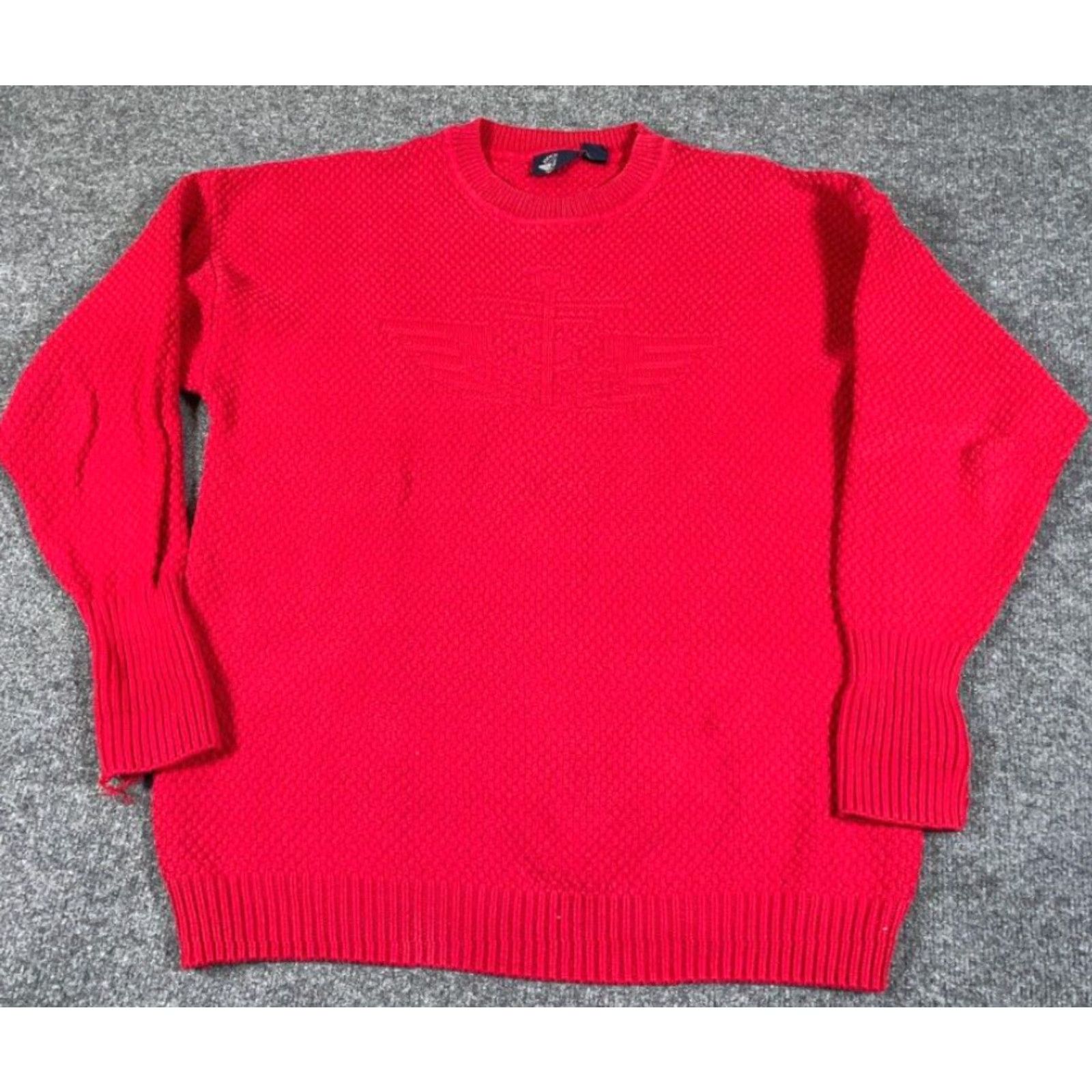 Dockers VTG 90s Dockers Sweater Textured Logo Red 1X Big & Tall Men Crew Neck Heavyweight Cotton USA Made Size US XL / EU 56 / 4 - 2 Thumbnail