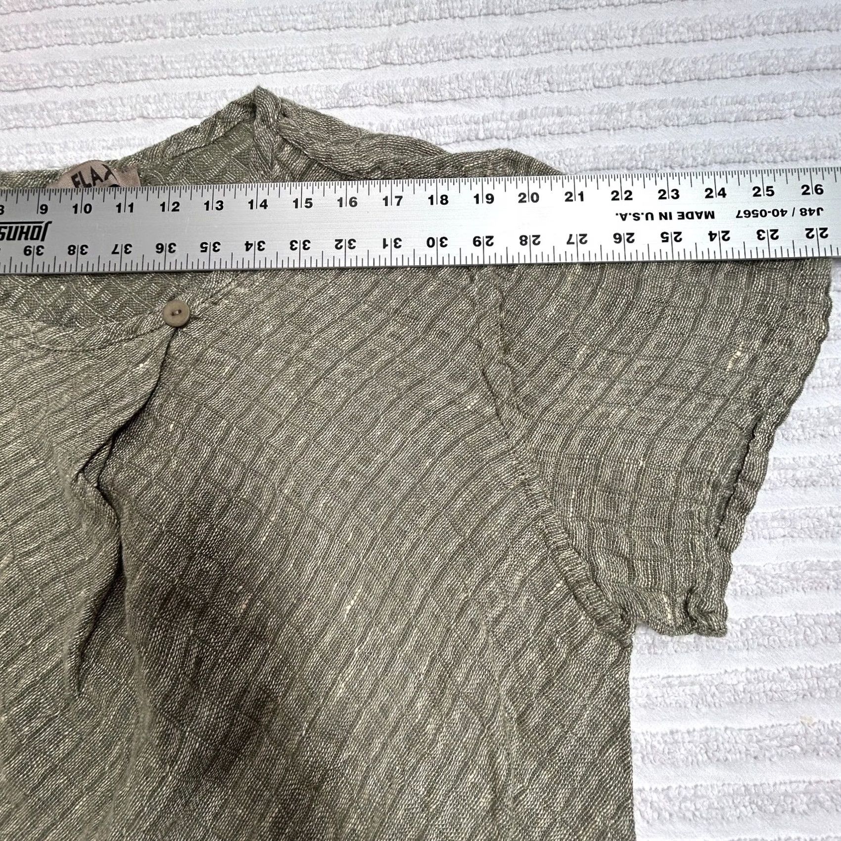 FLAX Flax Blouse Shirt Geo Textured Linen Green Size Large NWOT Size L / US 10 / IT 46 - 6 Thumbnail