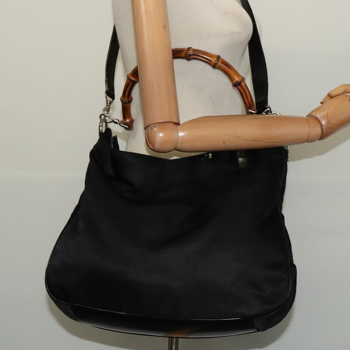 Gucci GUCCI Bamboo Hand Bag Nylon Black Silver 001 2404 001 2404 Size ONE SIZE - 22 Thumbnail