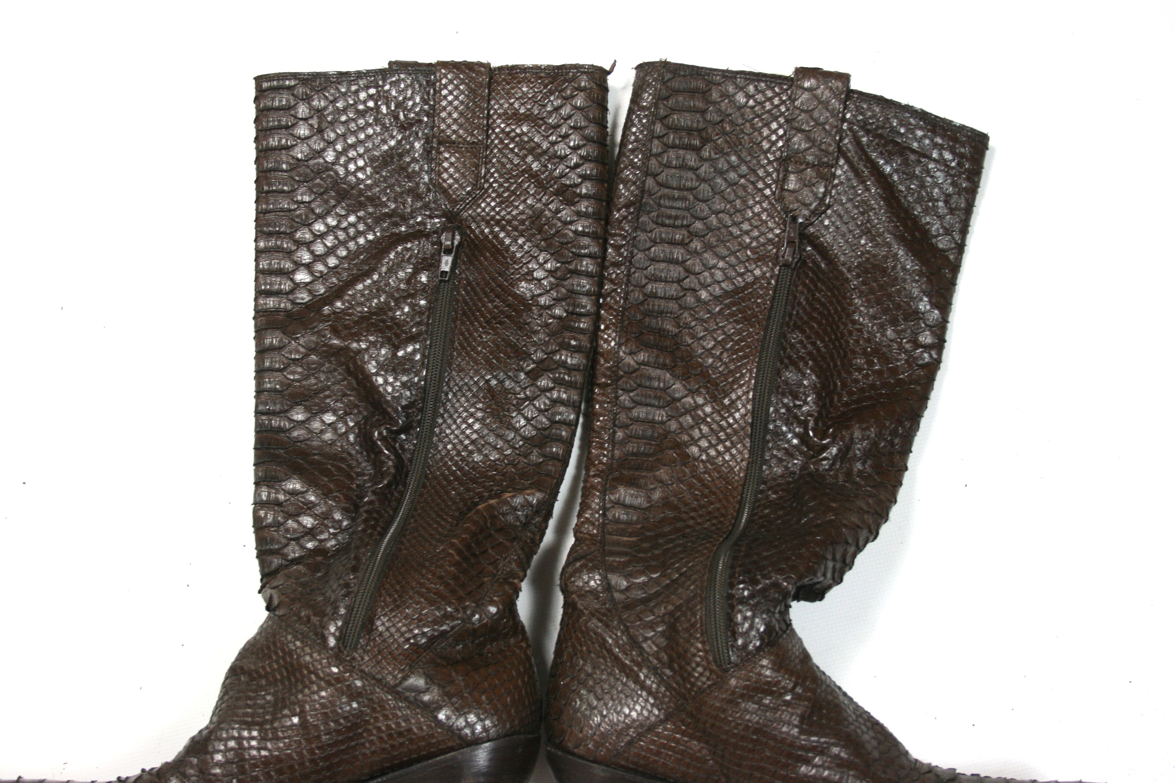 Gianni Barbato Cowboy Python Leather High Boots Size US 9 / IT 39 - 4 Thumbnail