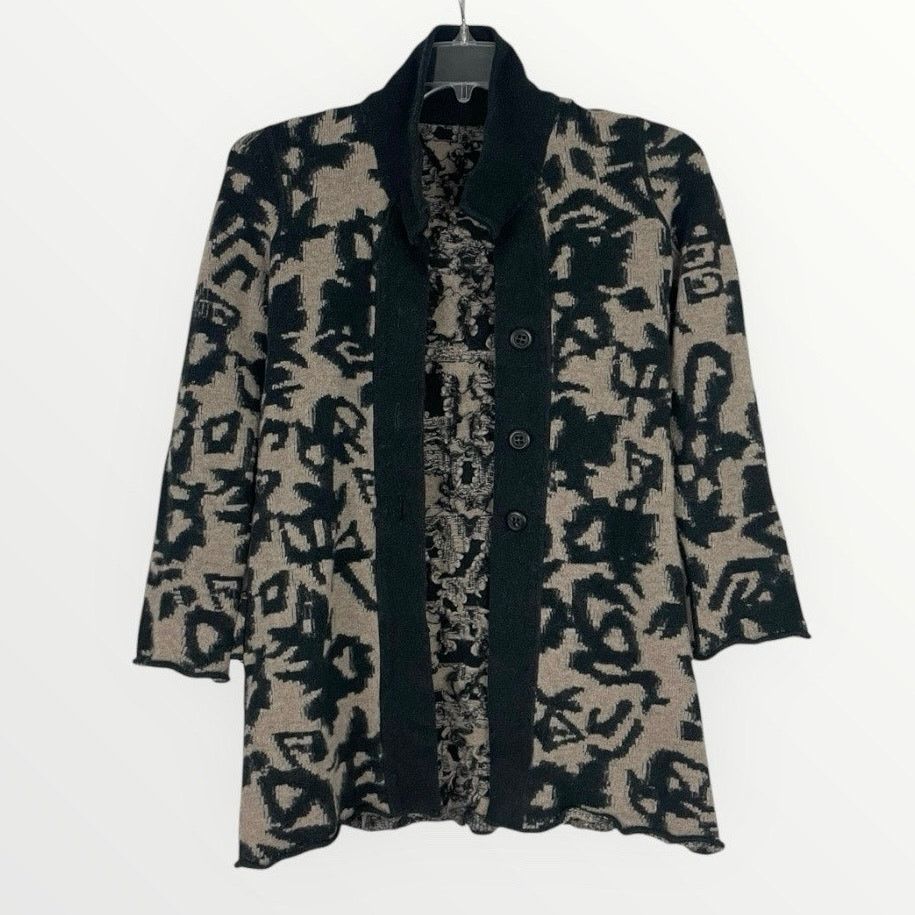 Other Vintage Black & Beige Button Down Long Cardigan Sweater Size S / US 4 / IT 40 - 1 Thumbnail